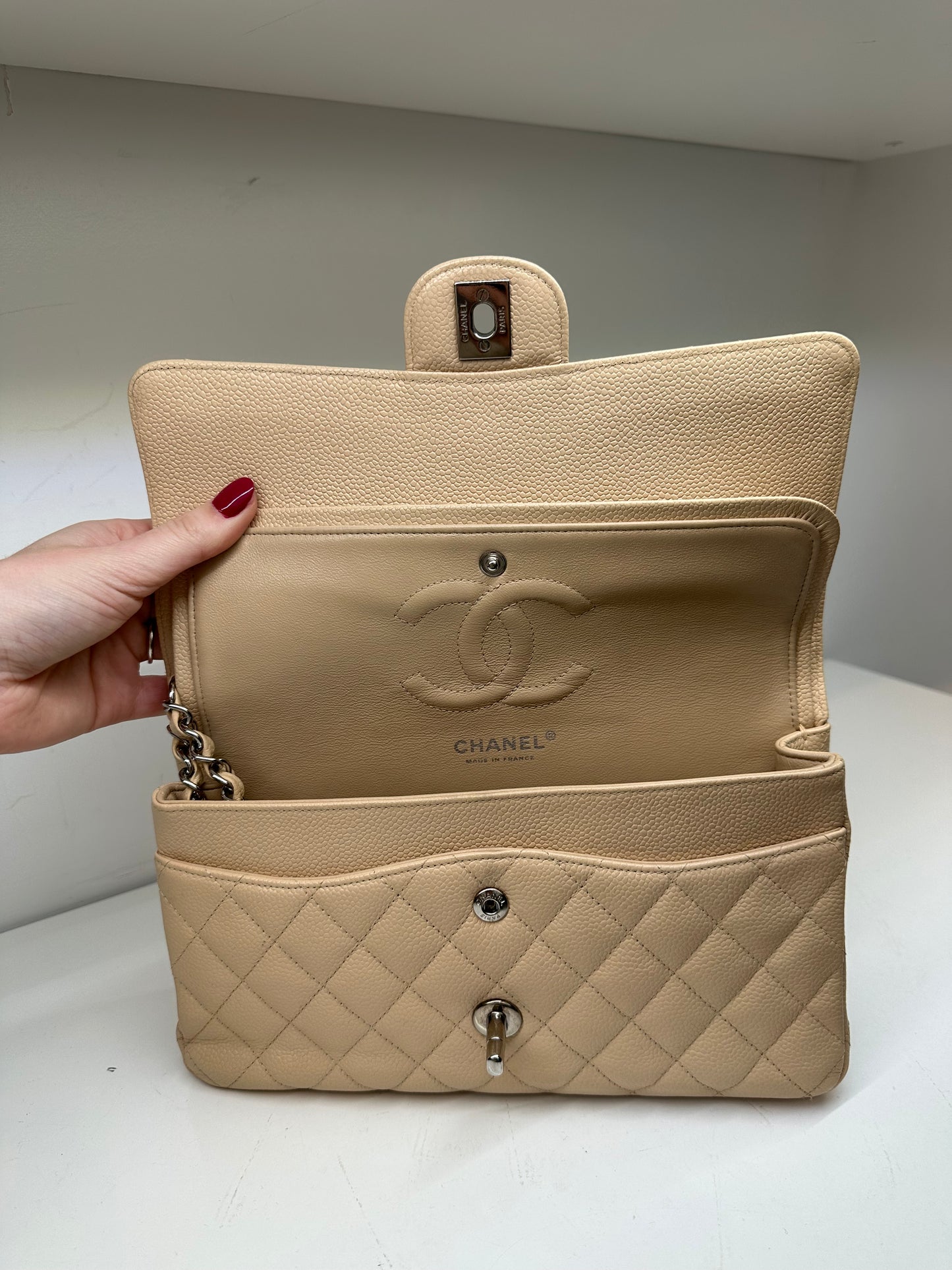 Chanel Medium Beige Caviar SHW