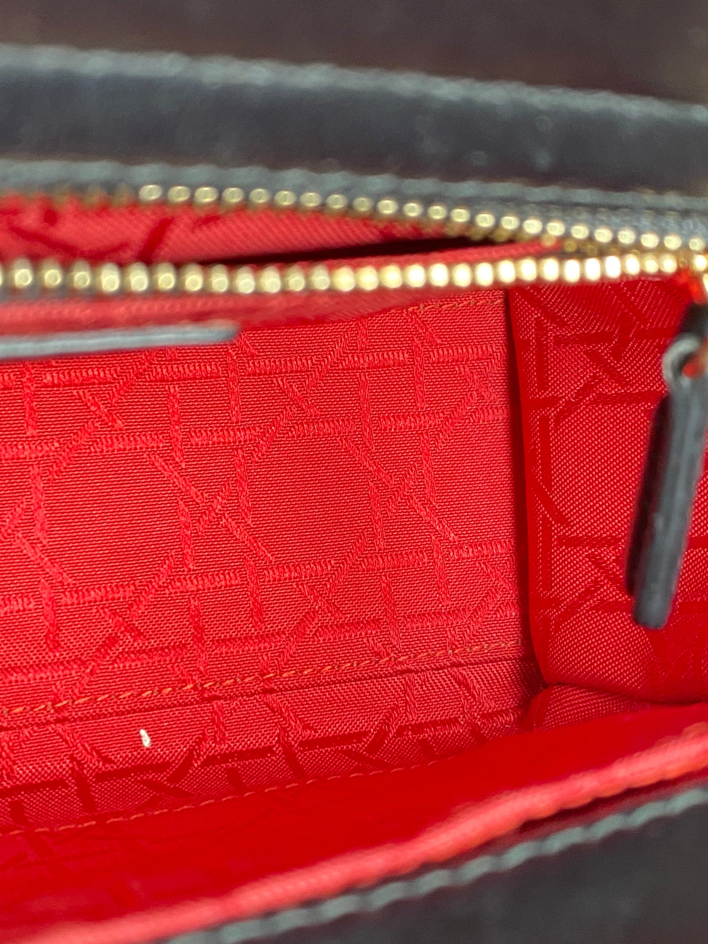 Christian Dior Lady Dior Small Black Lambskin W/ Blue Charm Strap