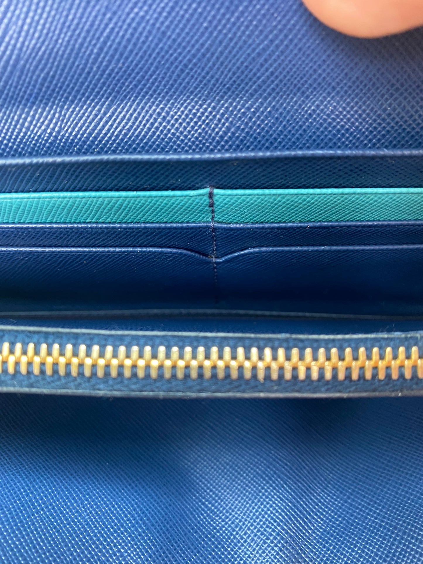 Prada Navy Saffiano Long Wallet