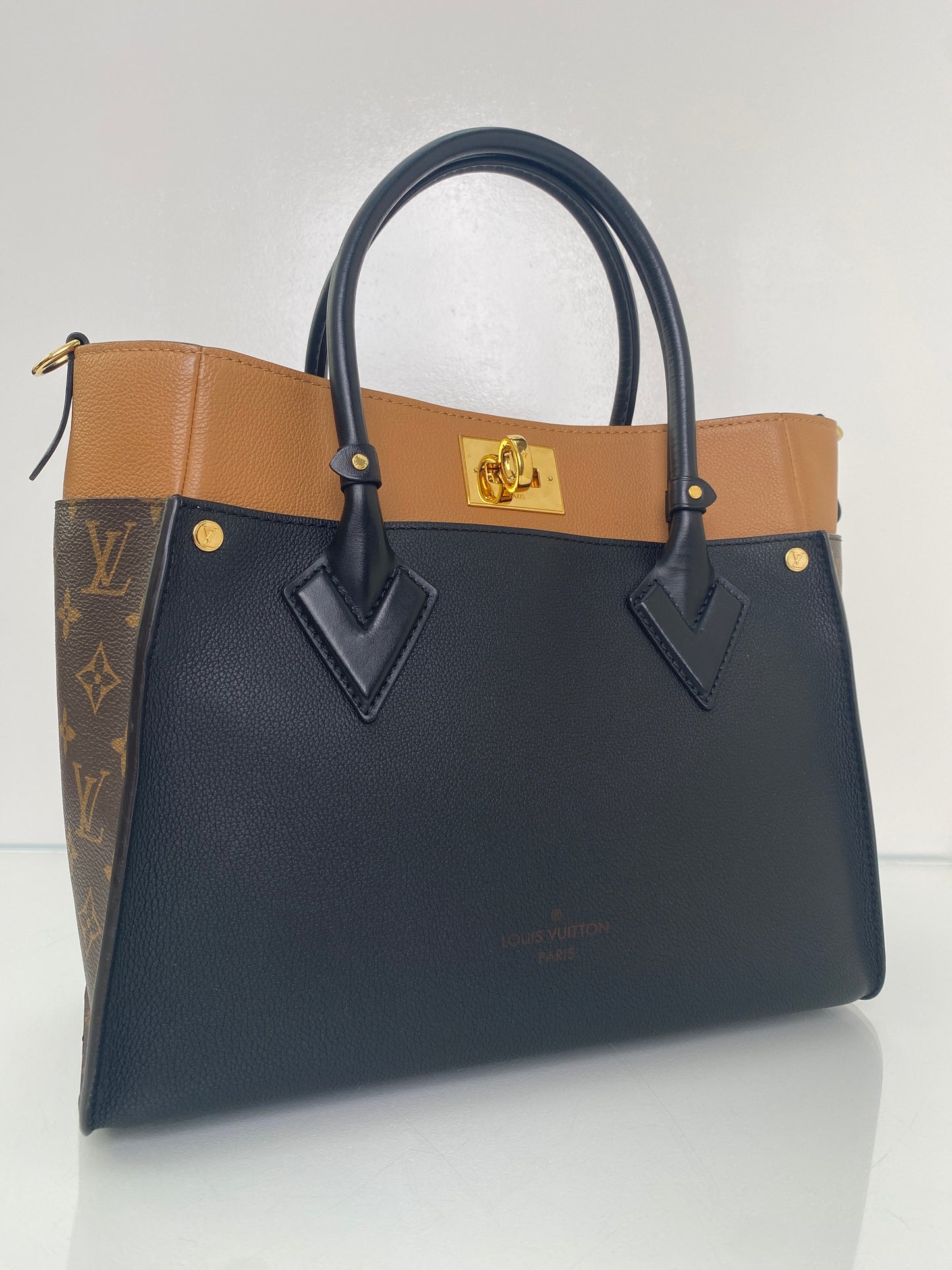 Louis Vuitton Black, Brown, & Monogram On My Side Tote Bag GHW