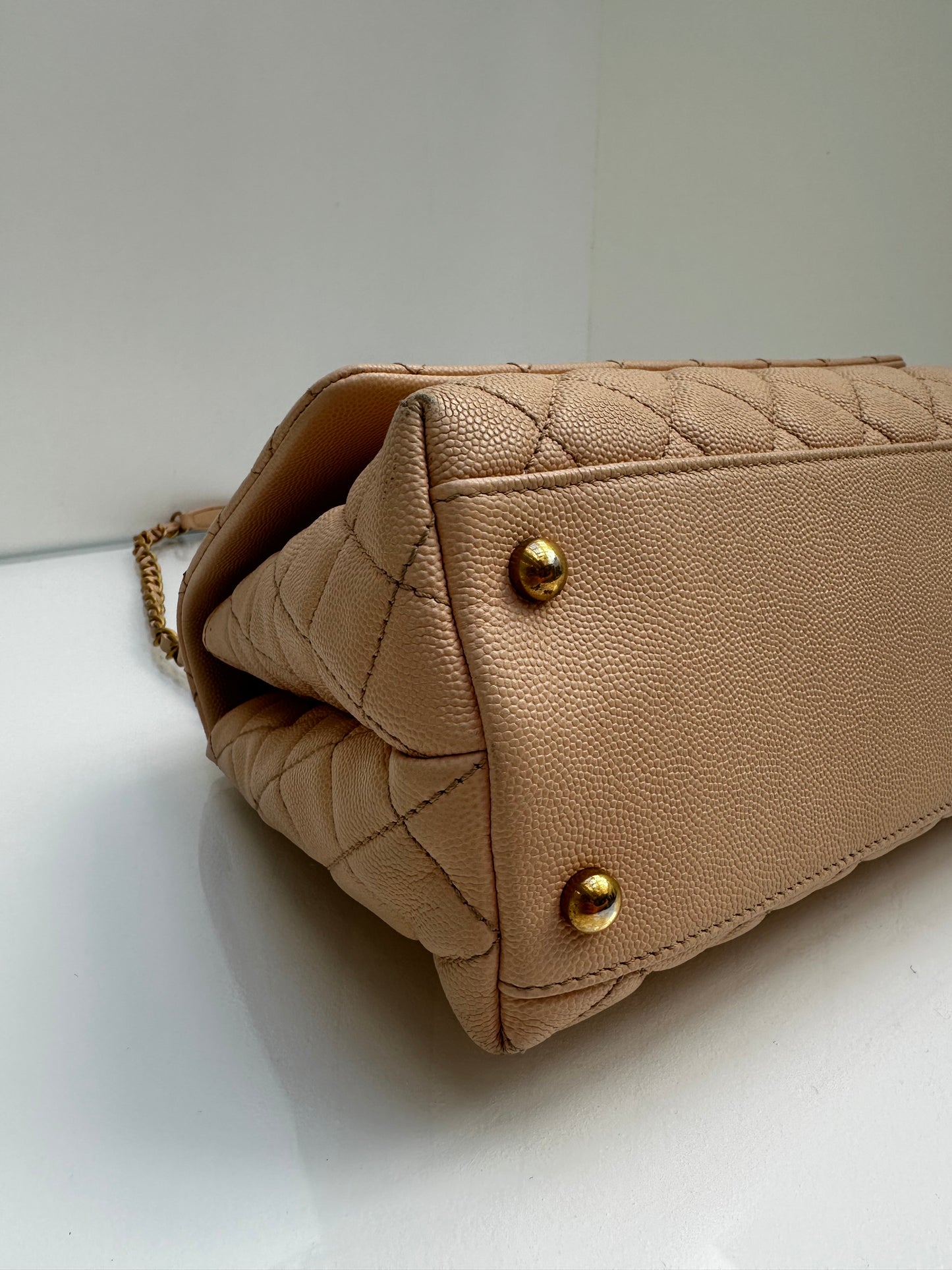 Chanel Medium Beige Coco Handle Caviar Leather GHW