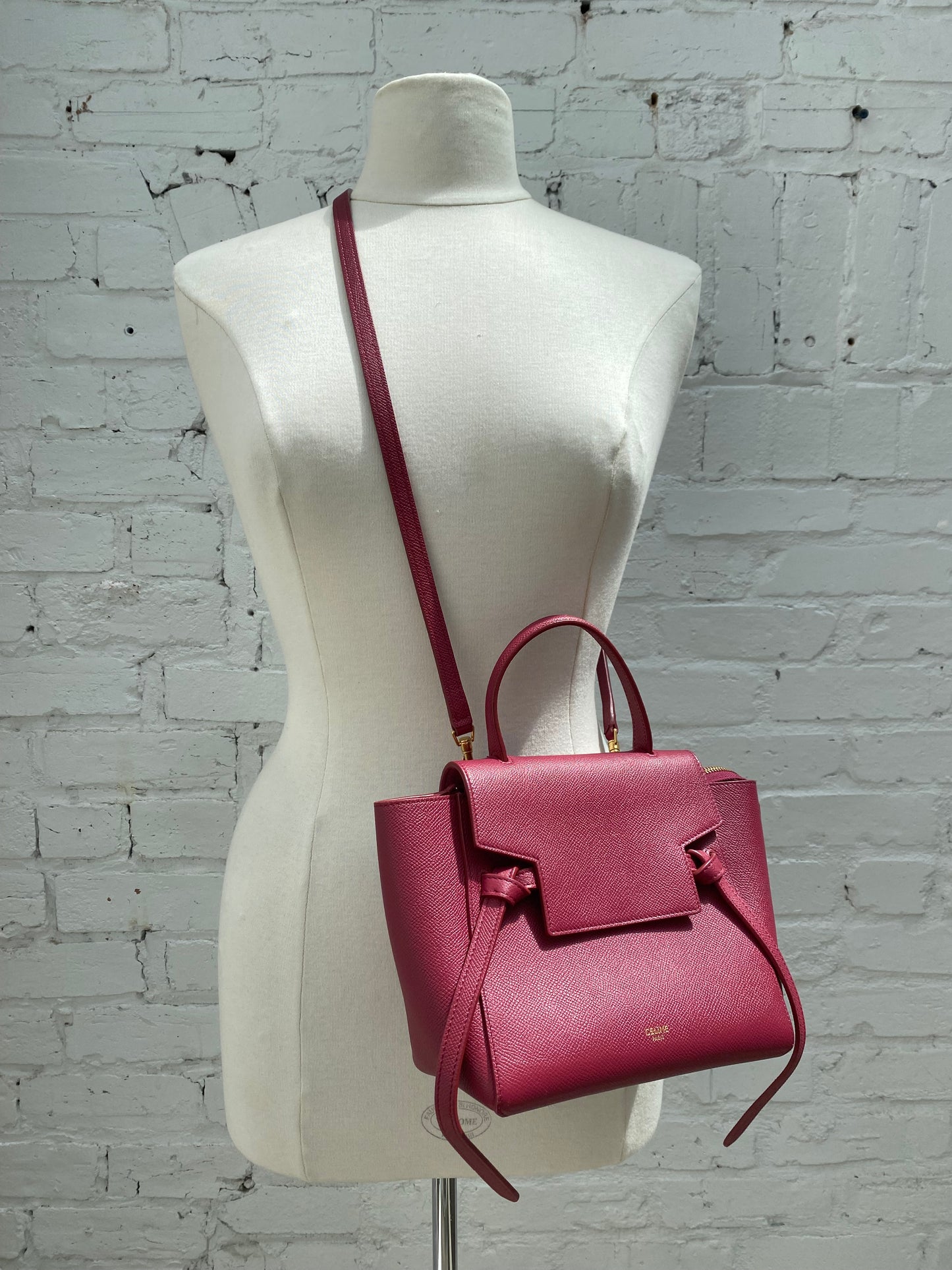 Celine Red Grained Calfskin Nano Crossbody Bag