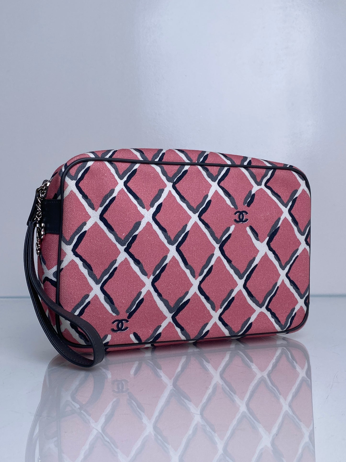 Chanel Coco Beach Pink Canvas/Leather Pouch SHW #26
