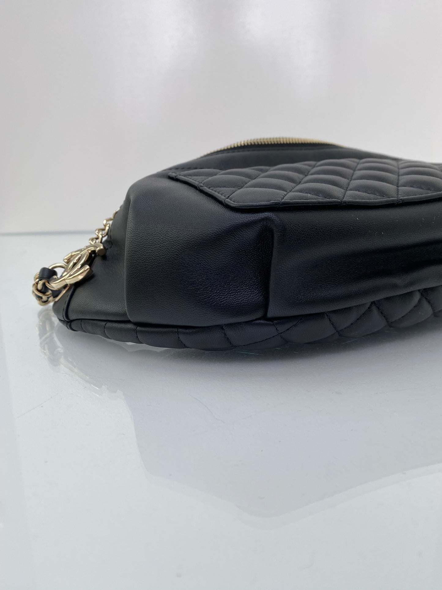 Chanel Black Semi Quilted Bum Bag GHW