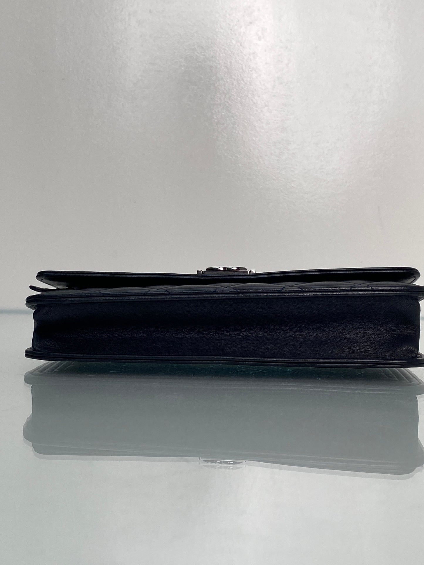 Chanel Midnight Blue Lambskin Boy Wallet On Chain SHW #21