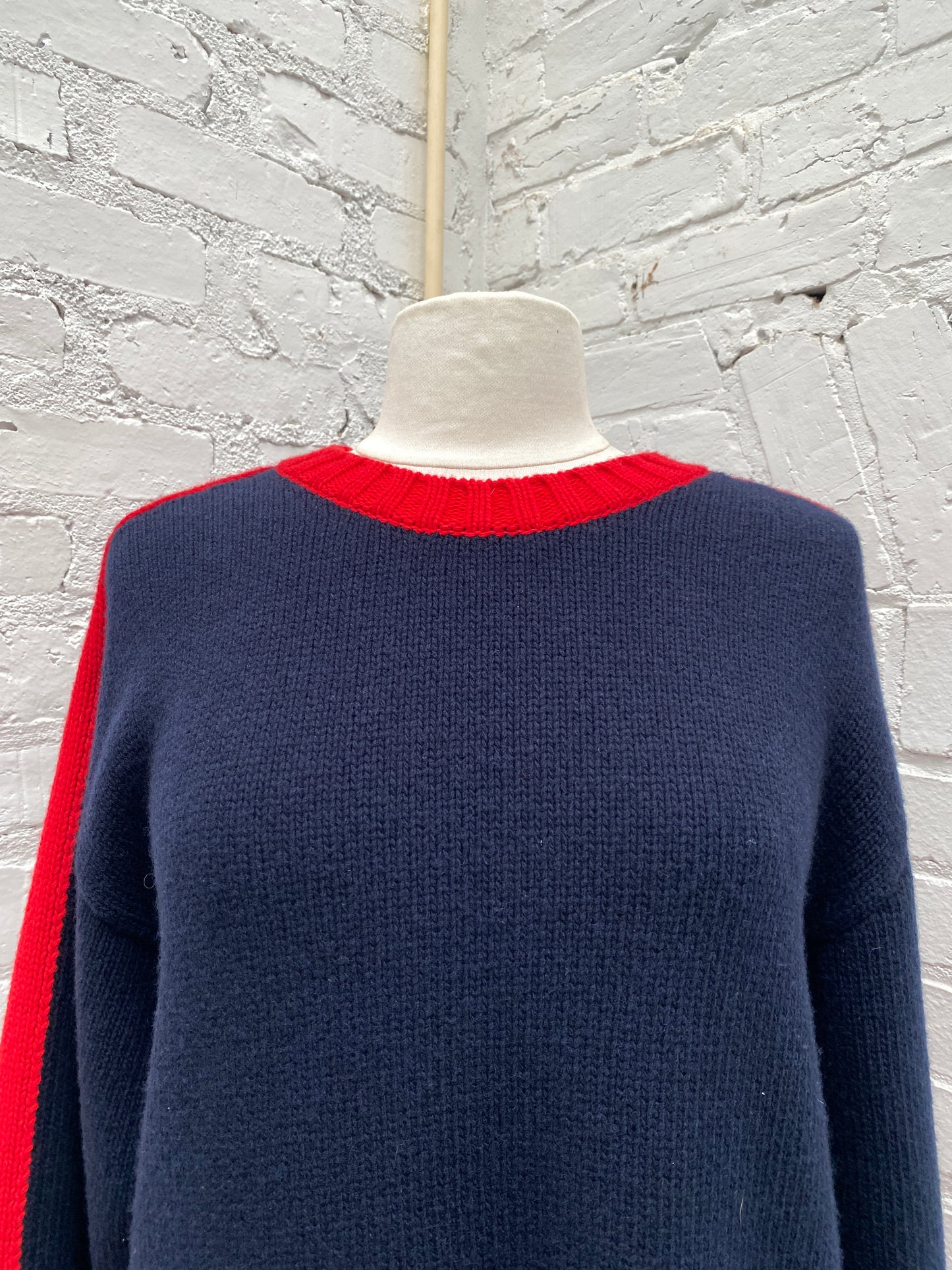 Dior Navy & Red Wool & Cashmere Oversized Sweater, 40