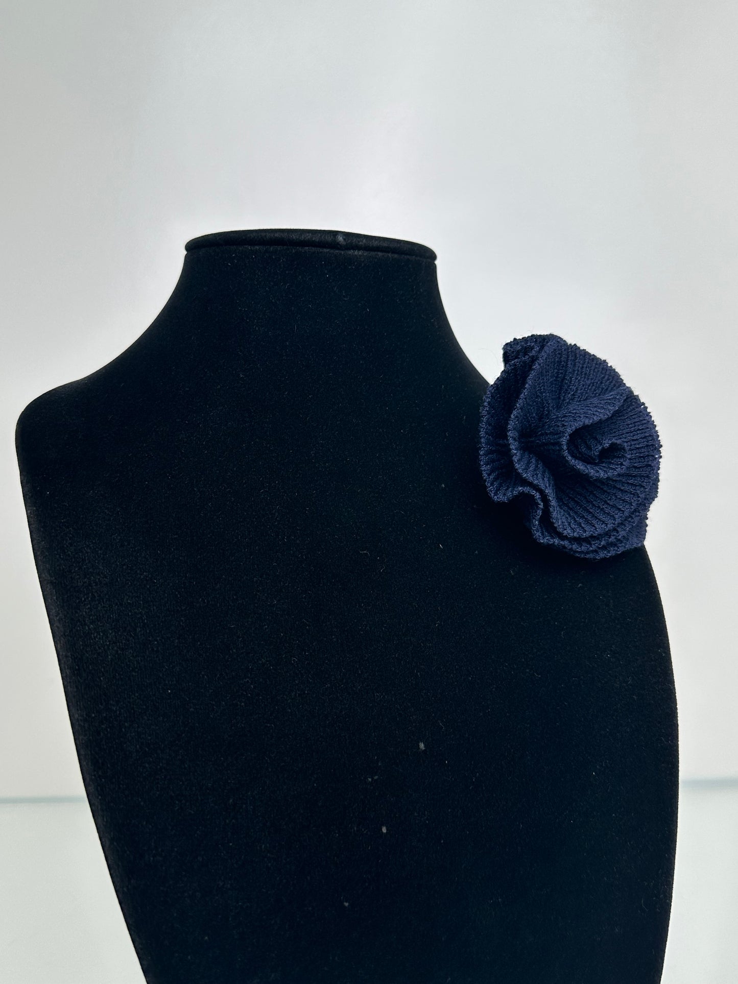 St. John Navy Knit Flower Brooch