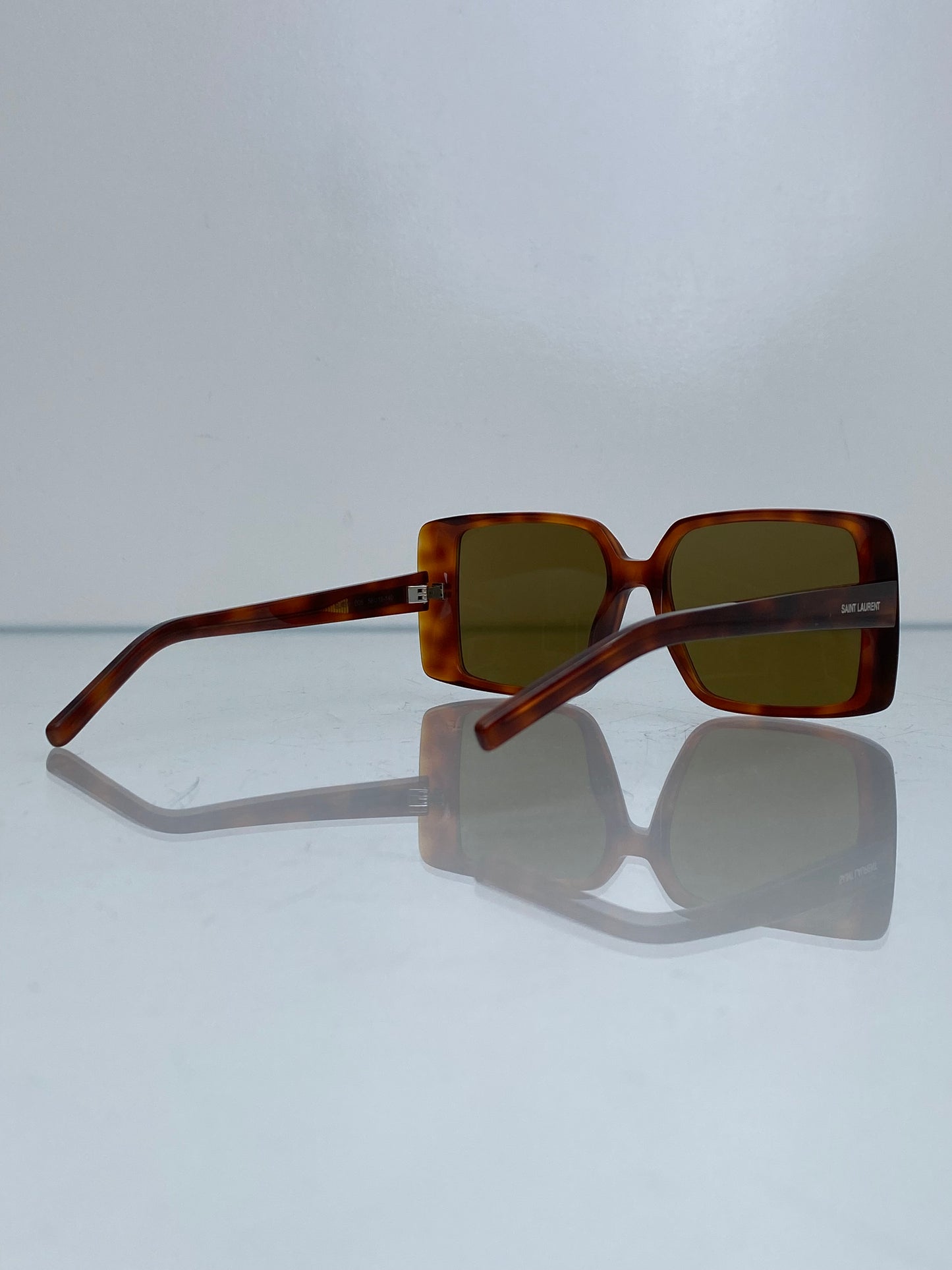 Saint Laurent Oversized Amber Square Logo Sunglasses