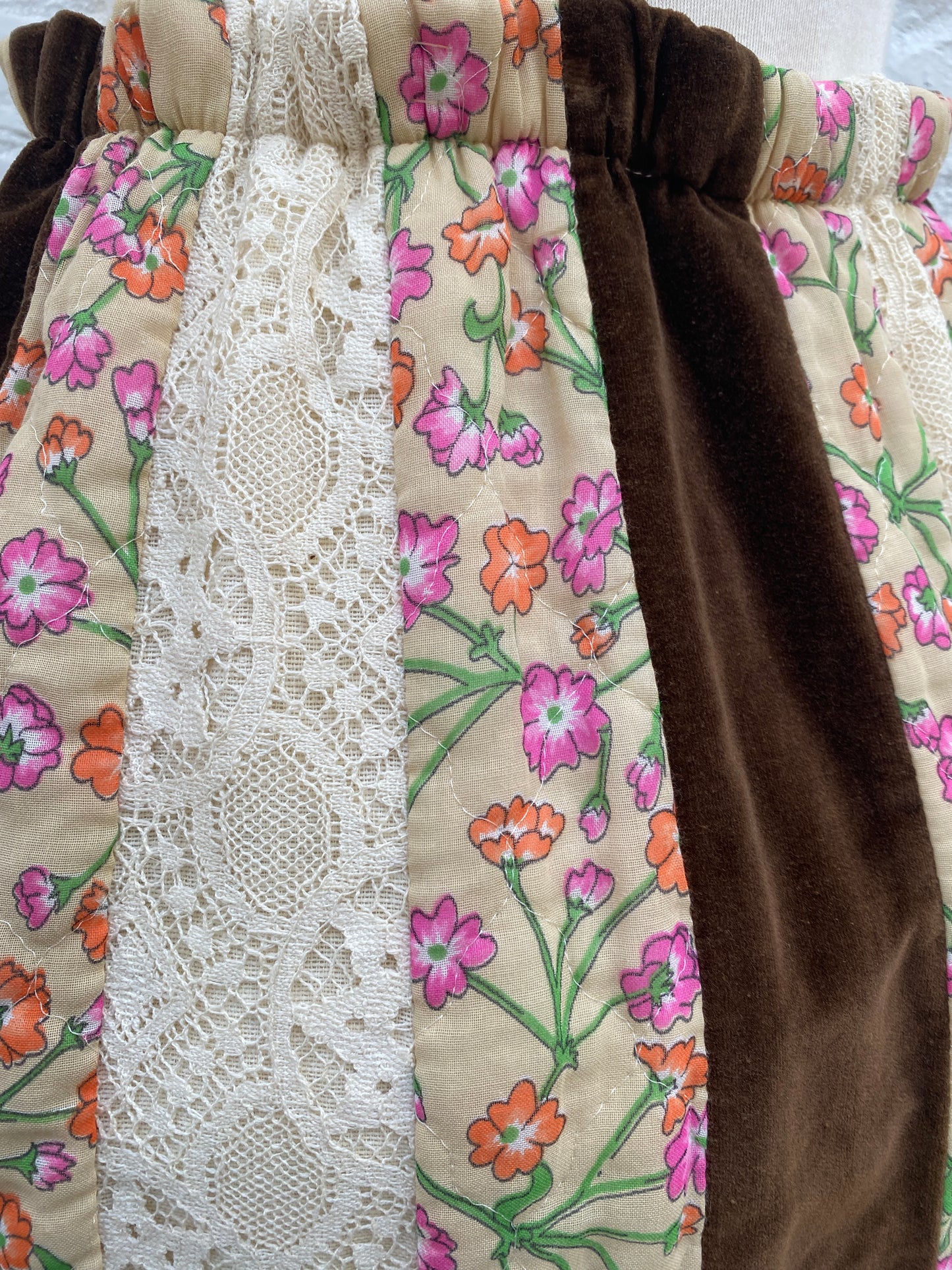 Chesa Daris Floral & Brown Suede Skirt