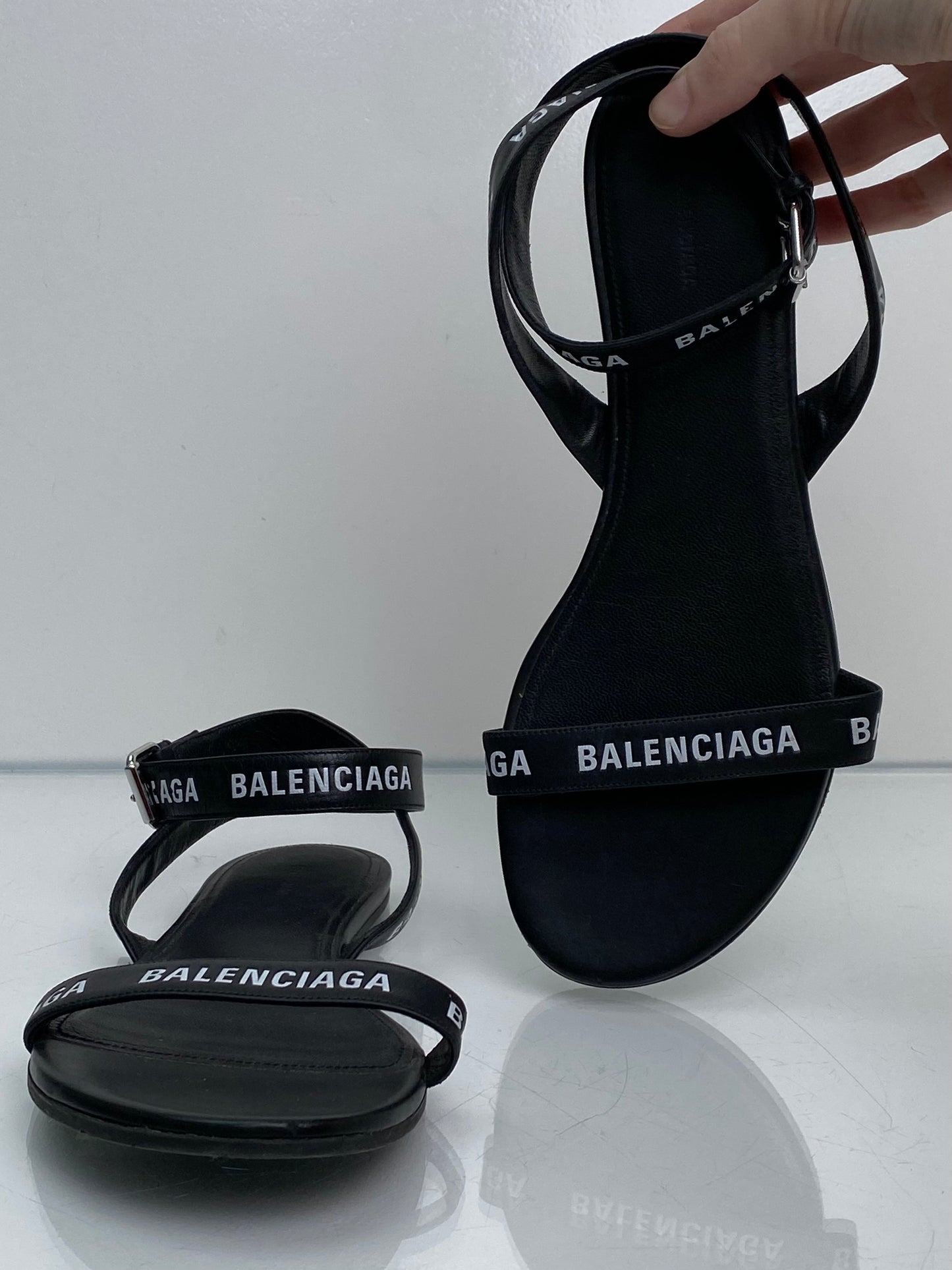 Balenciaga Black Logo Wrap Sandals, 38