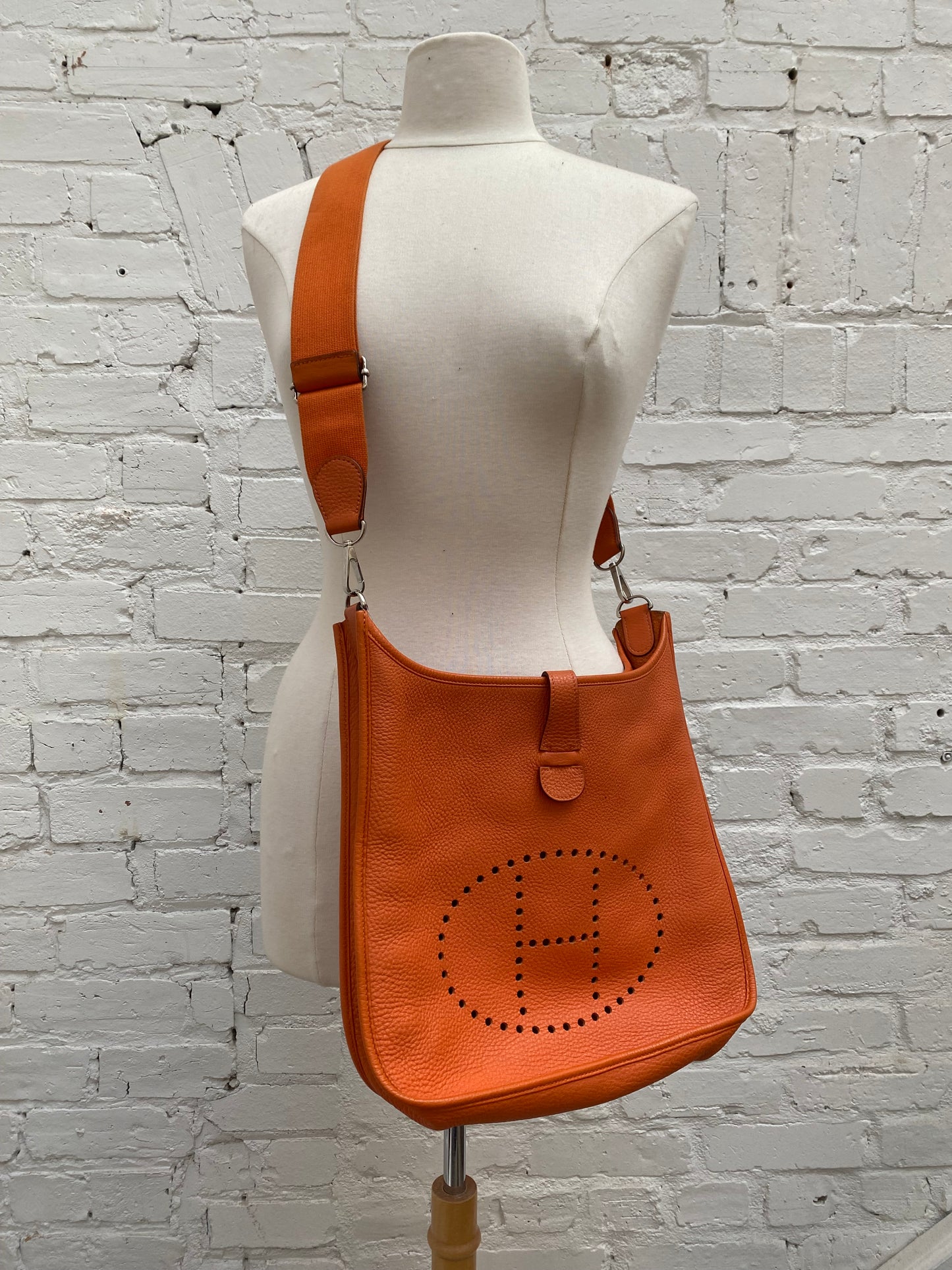 Hermes Evelyne GM Orange Clemence SHW