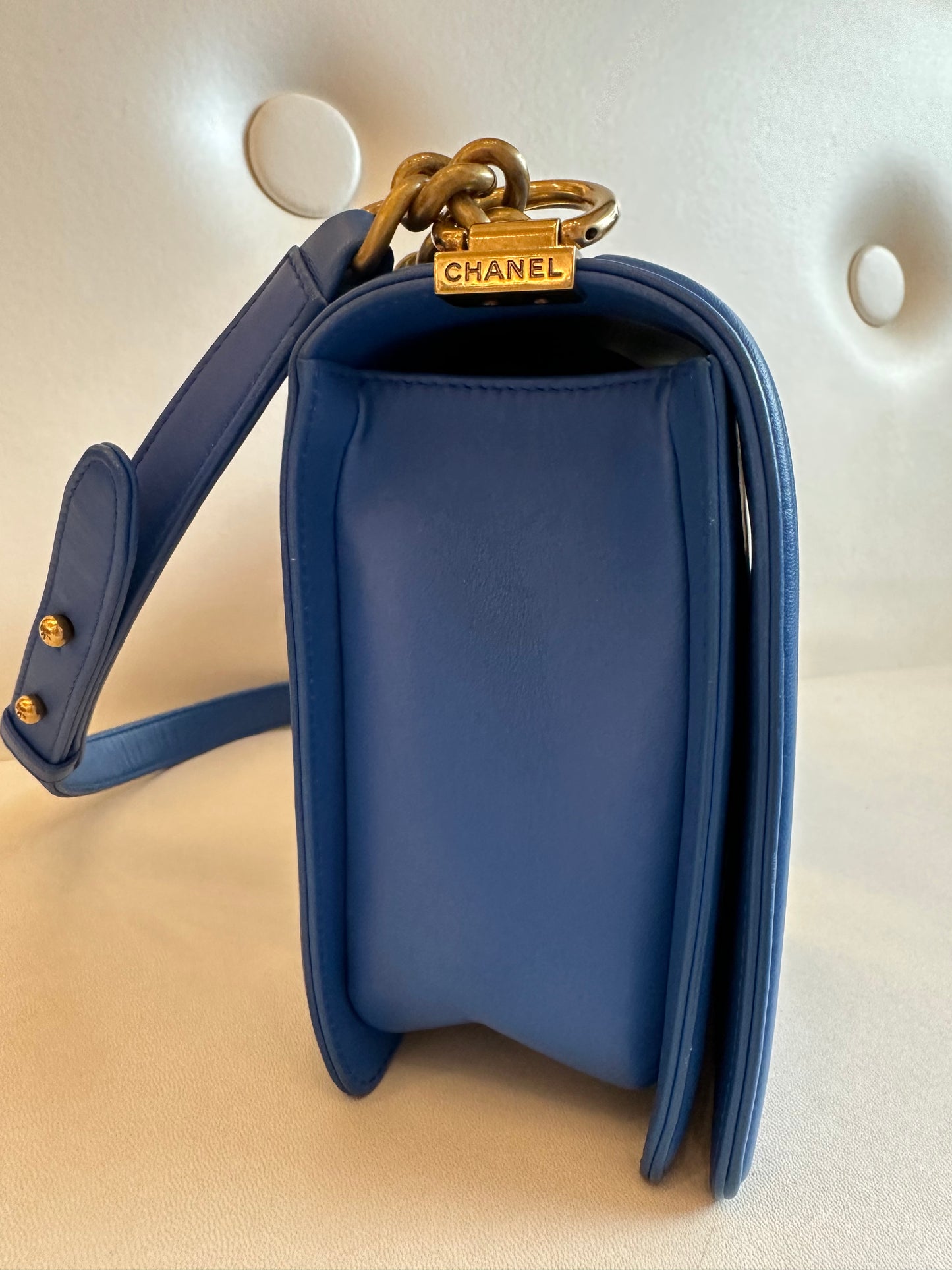 Chanel Boy Medium Lambskin Blue GHW #21