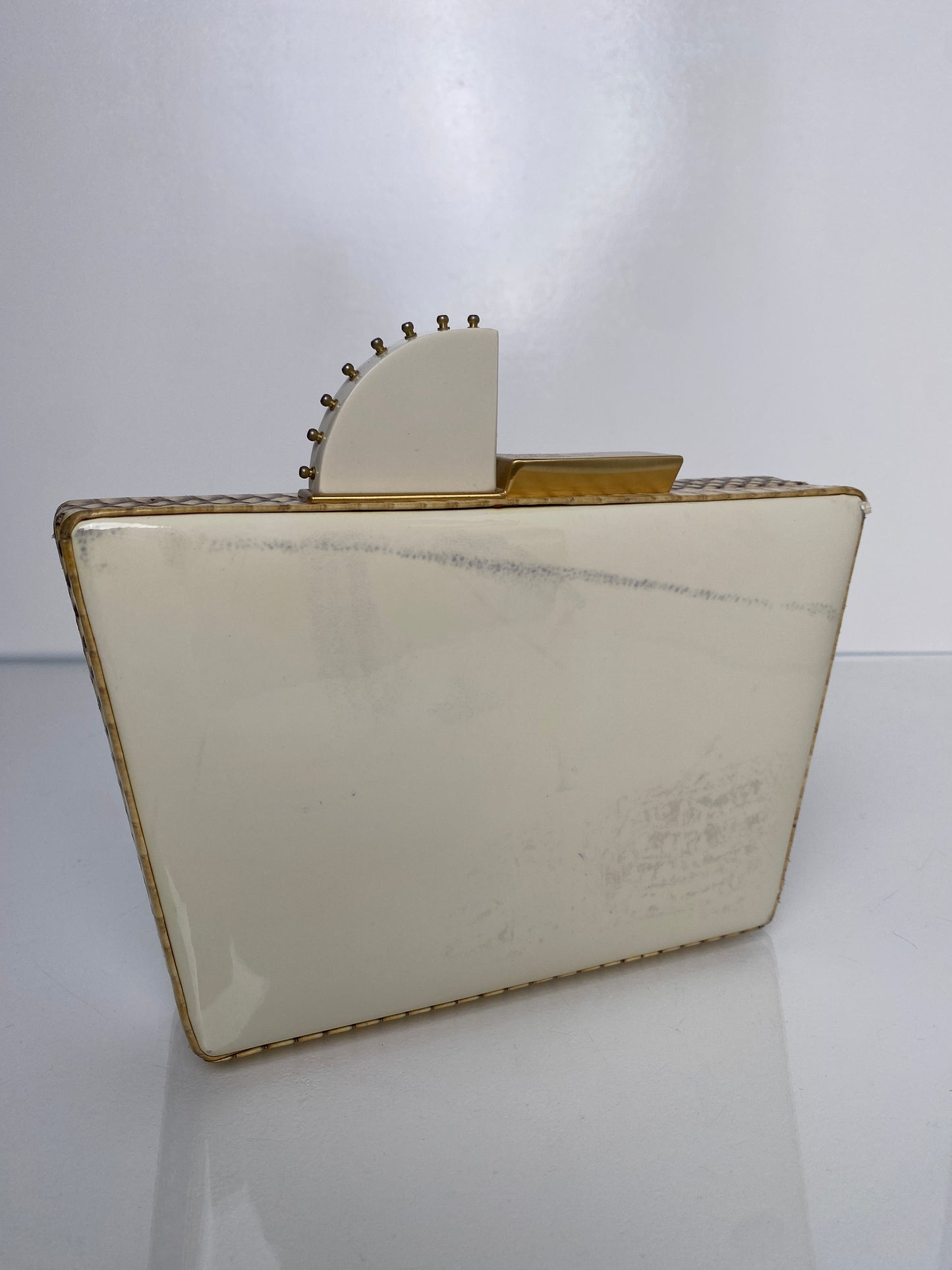 Tonya Hawkes Cream Exotic Clutch (As Is)
