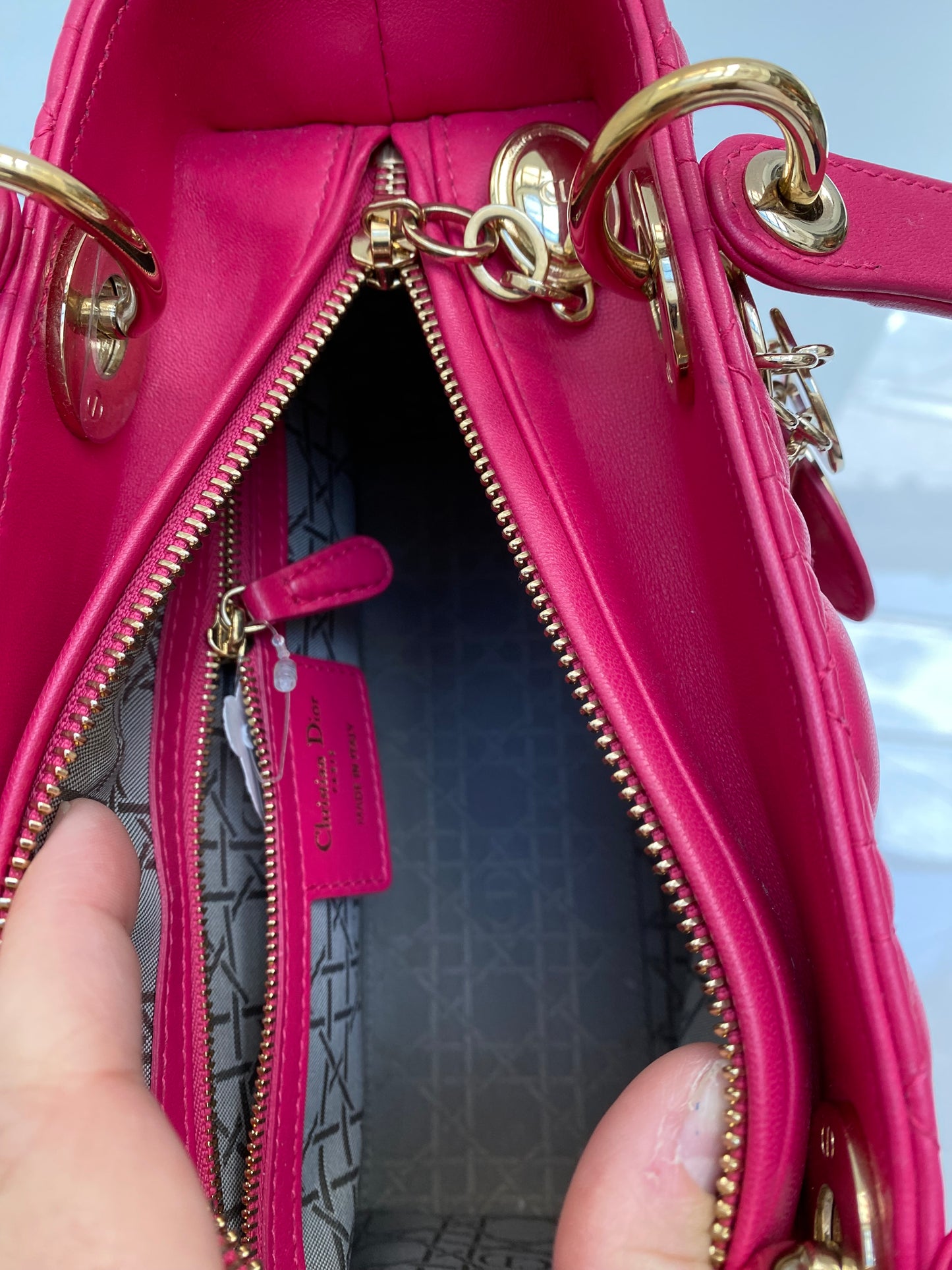 Christian Dior Pink Leather Lady Dior GHW