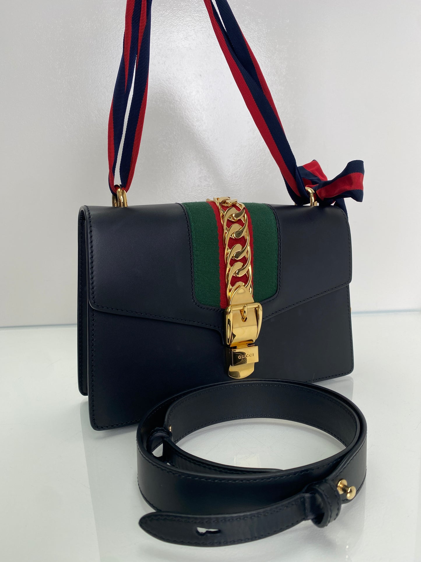 Gucci Black Webstripe Sylvie Bag GHW