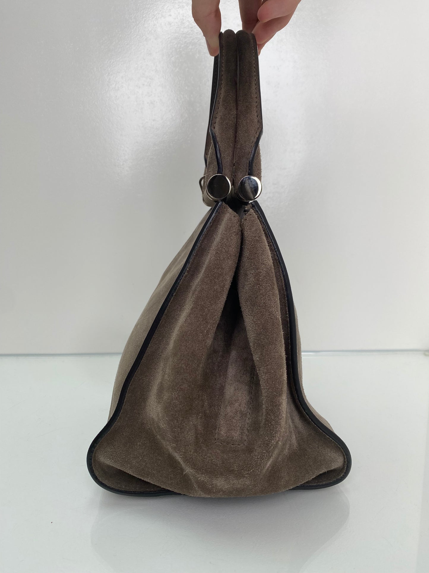 Max Mara Grey Taupe Suede Bag