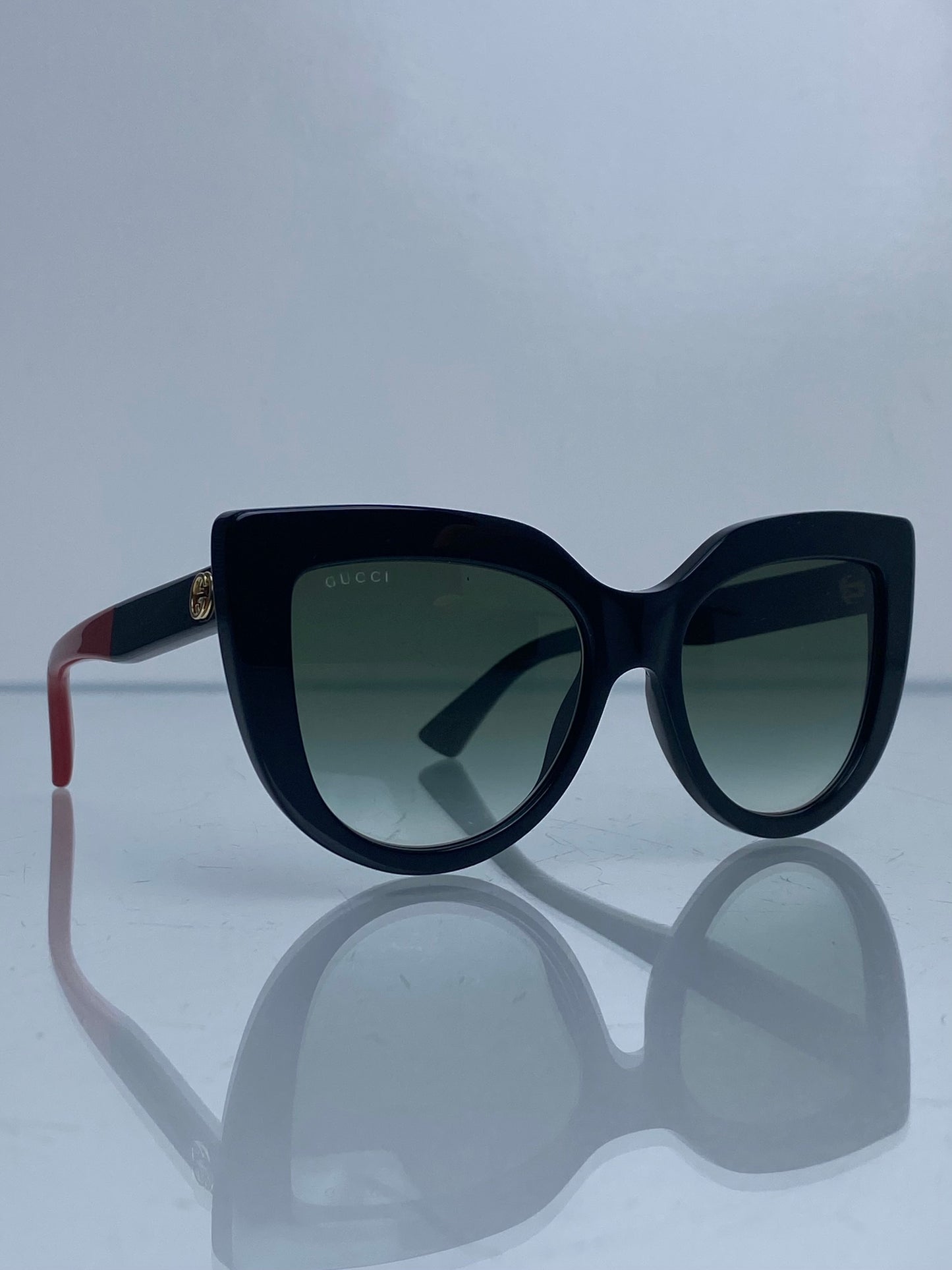 Gucci Black, Green, & Red Cat Eye Sunglasses