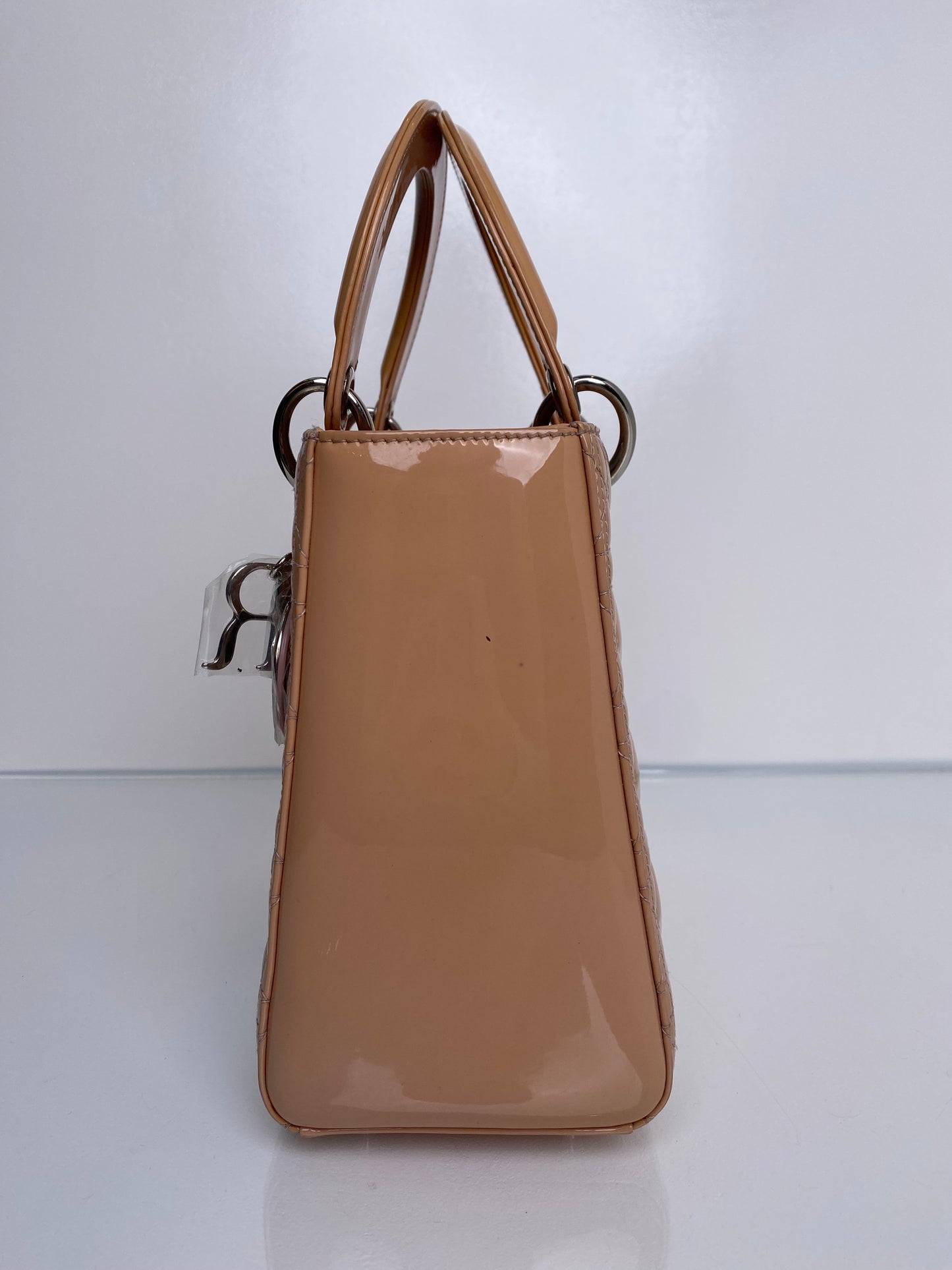 Dior Tan/Peach Patent Lady Dior Bag