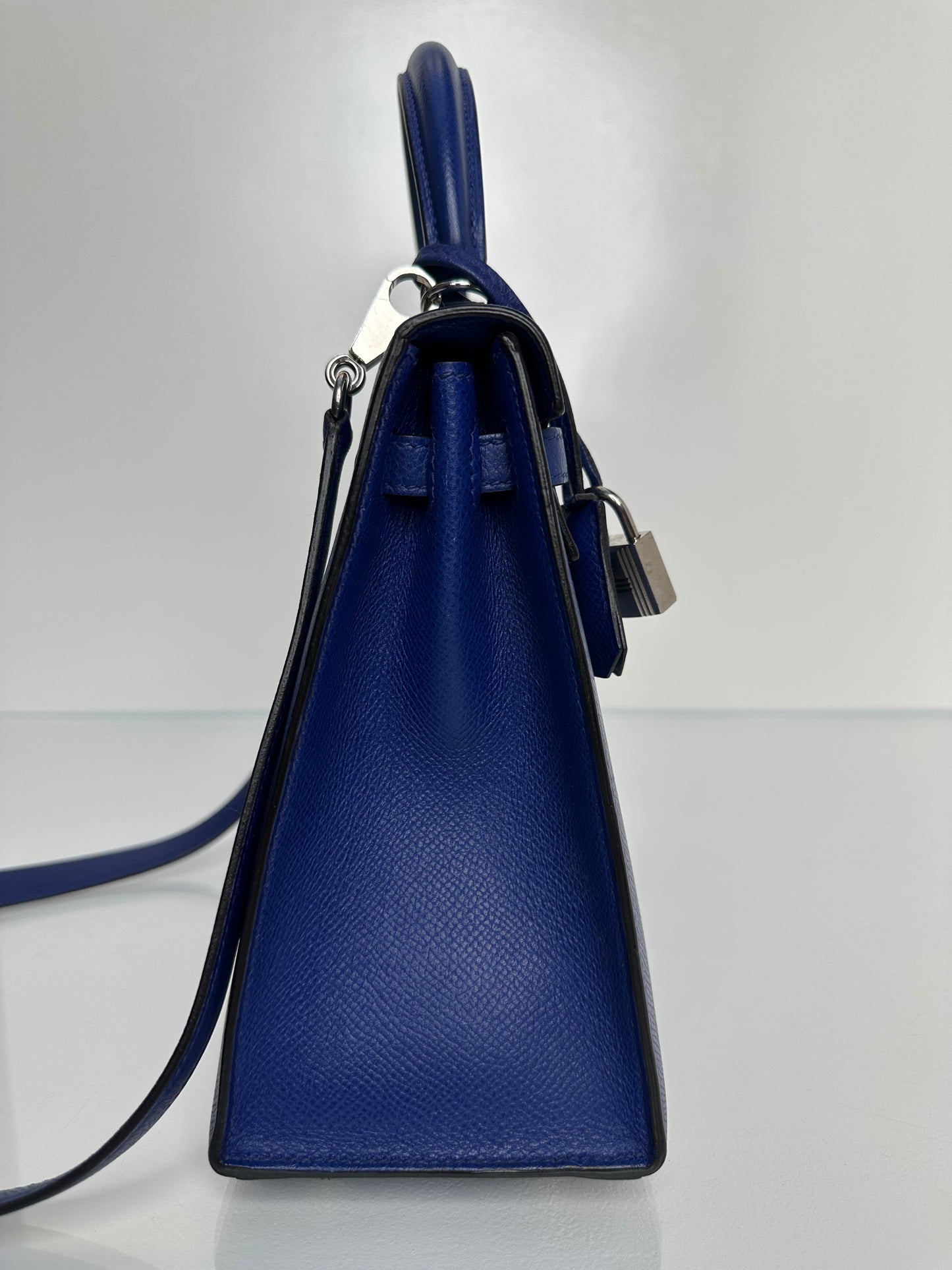 Hermes Kelly 25 Bleu Royal Epsom PHW #R