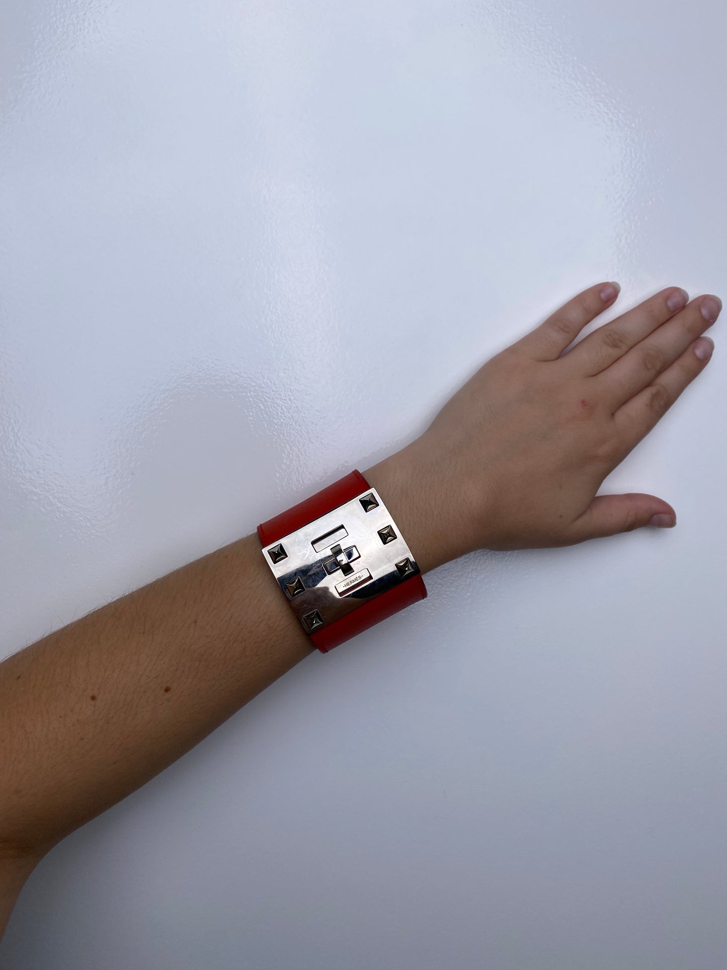 Hermes Kelly Dog Bracelet Orange PHW