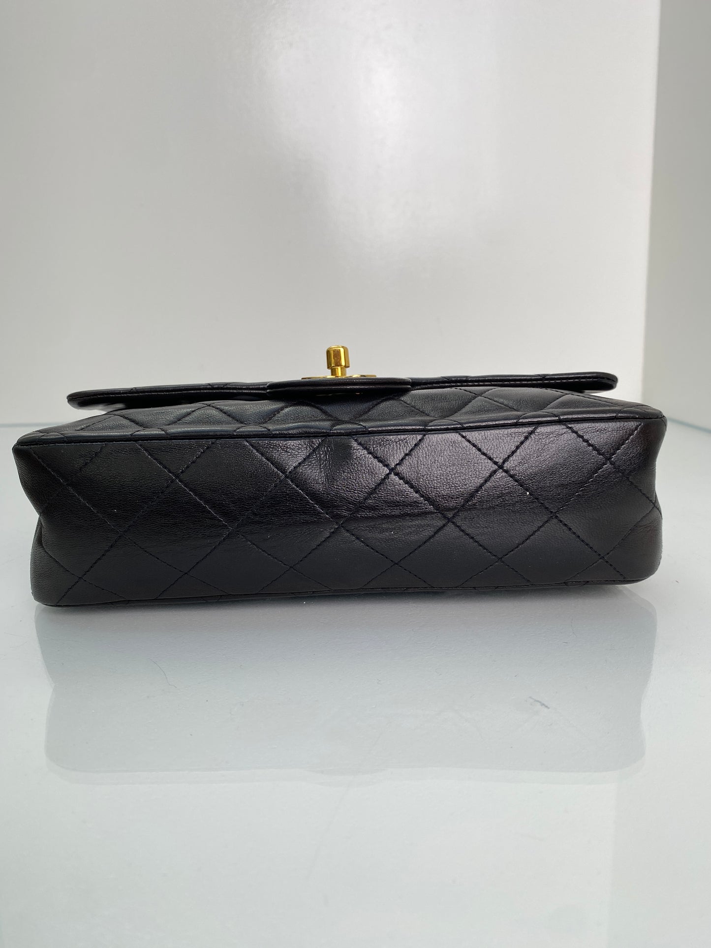 Chanel Classic Vintage Small Black Lambskin Double Flap GHW