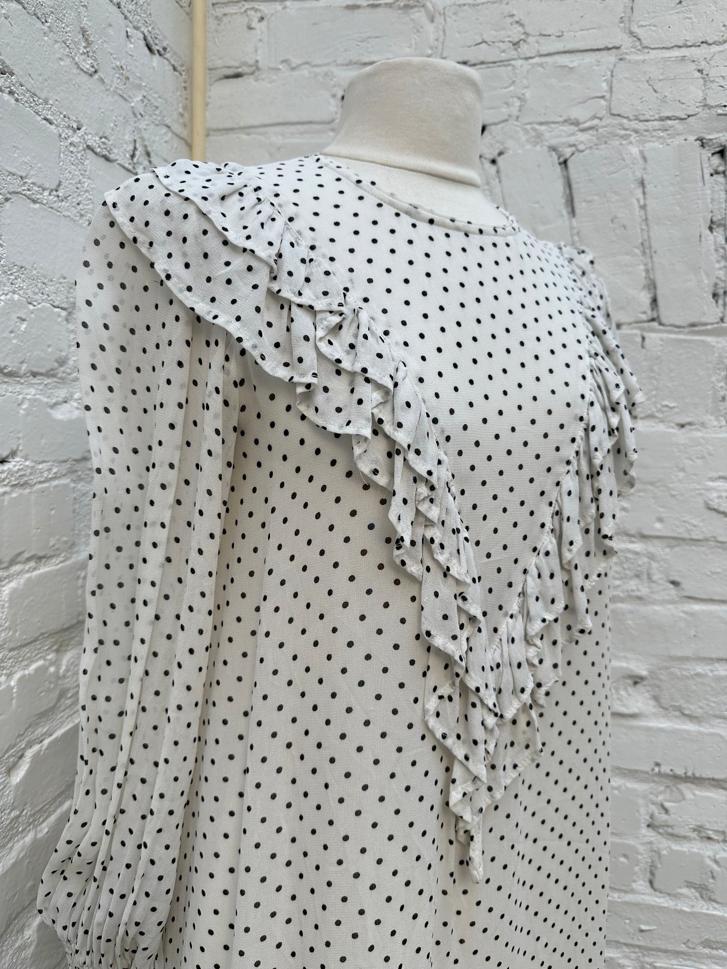 Ganni White & Black Polka Dot Dress, 38