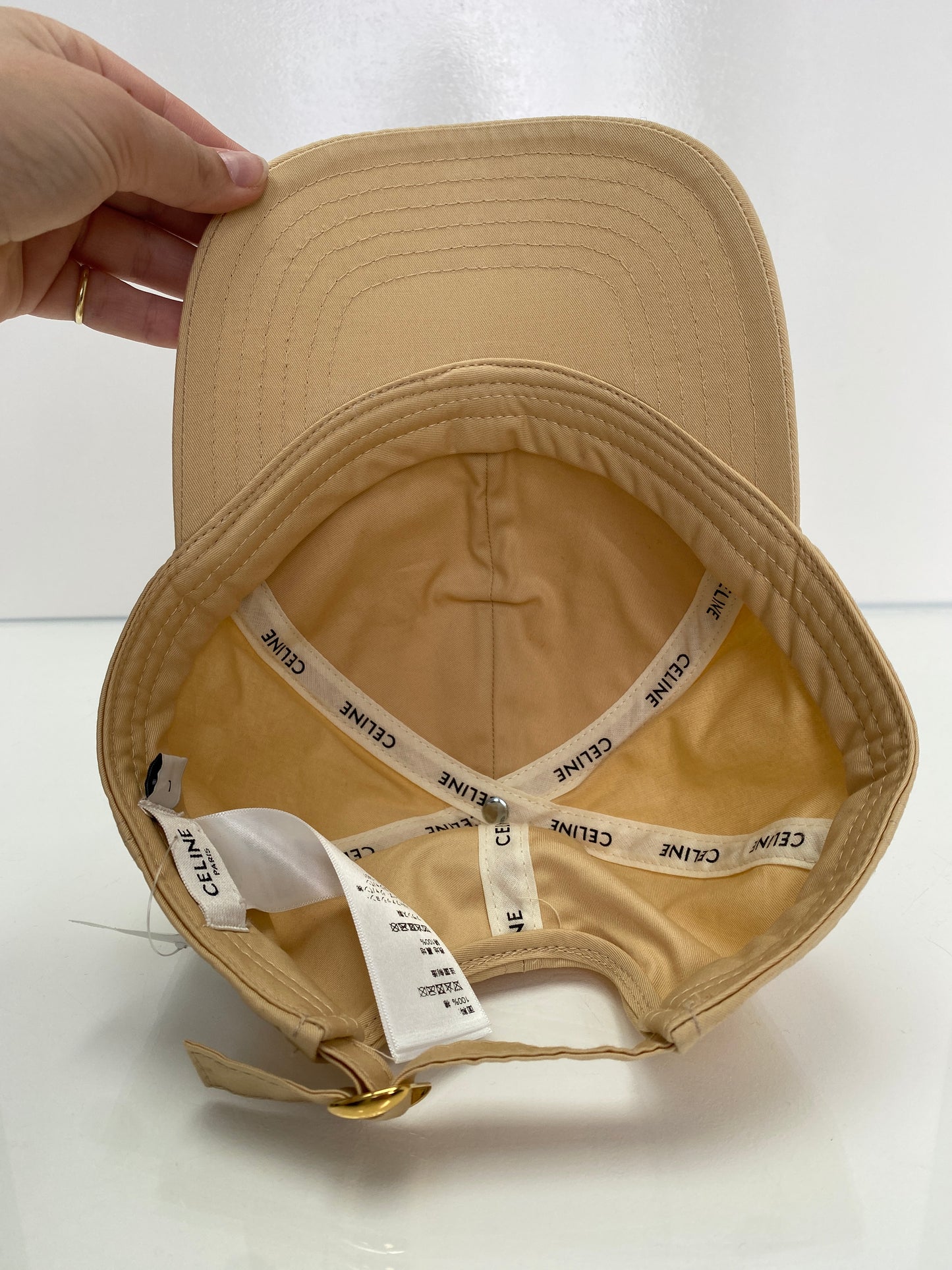 Celine Cream Baseball Hat, L