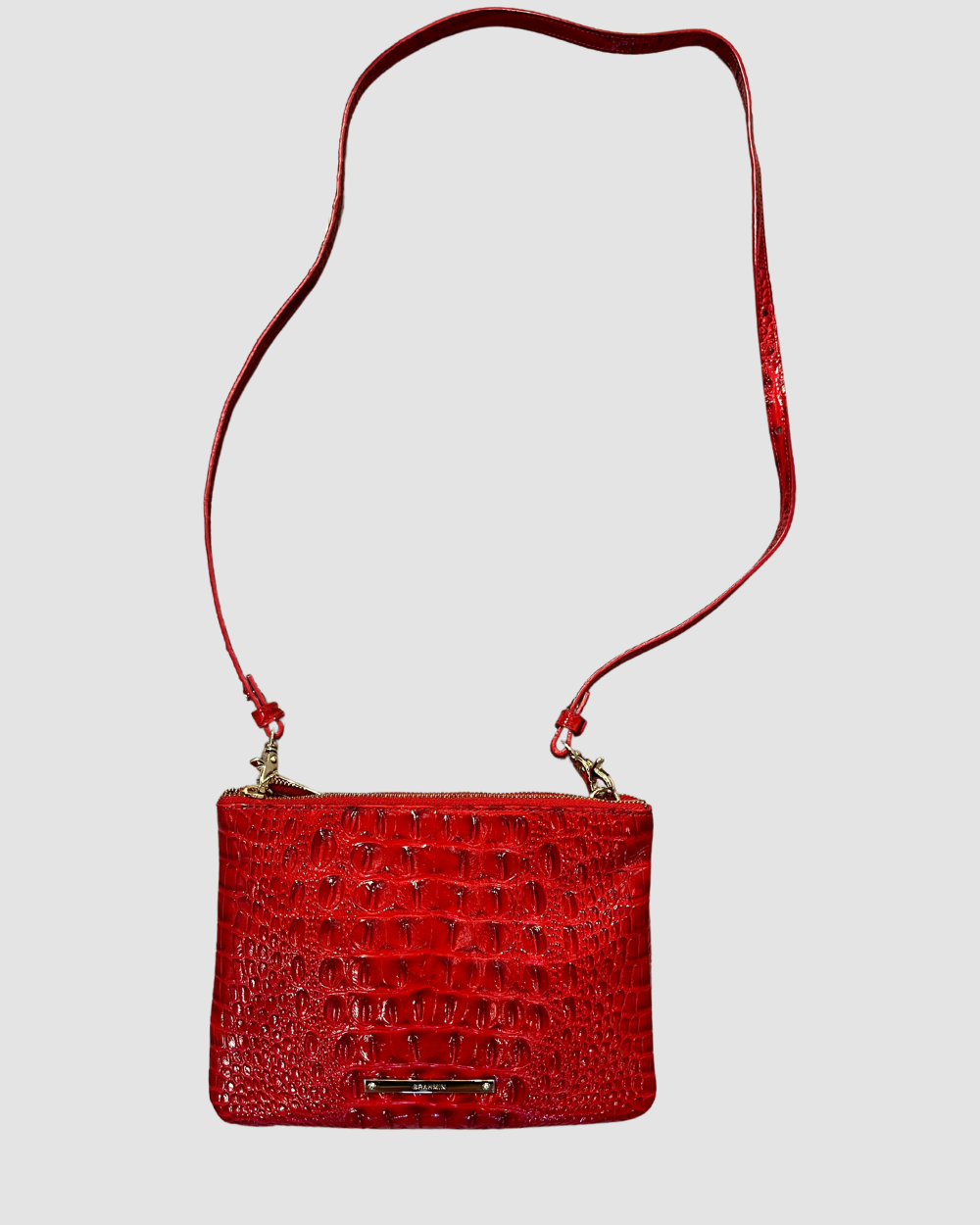 Brahmin red double zip crossbody