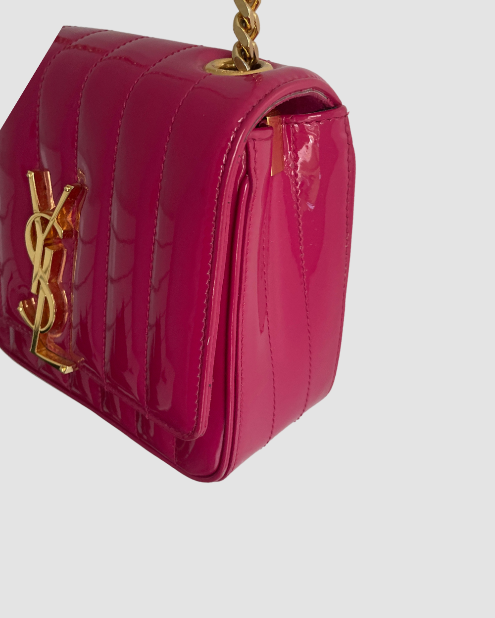 Saint Laurent Patent Vertical Vicky Pink