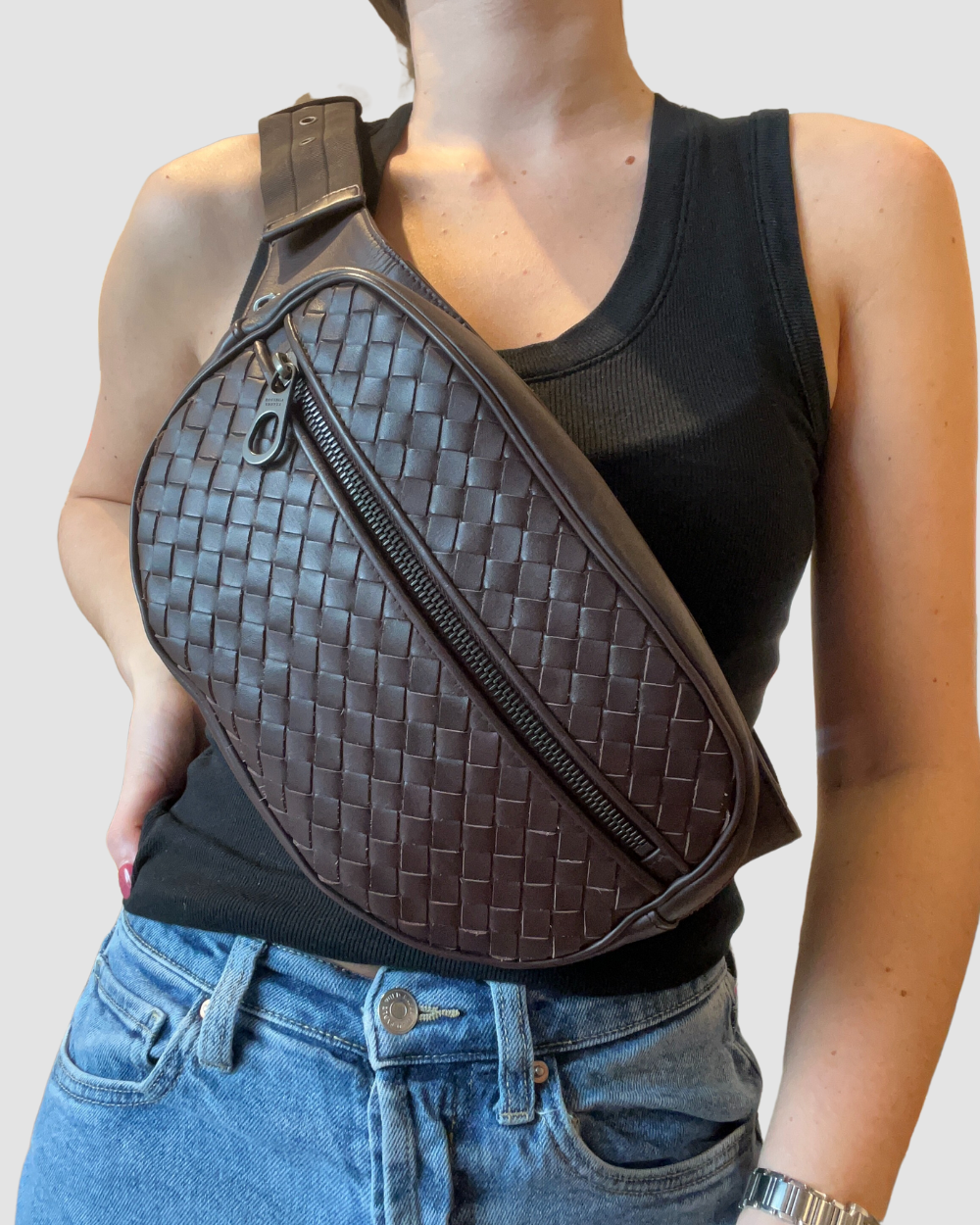 Bottega Veneta Purplish Brown Bum Bag