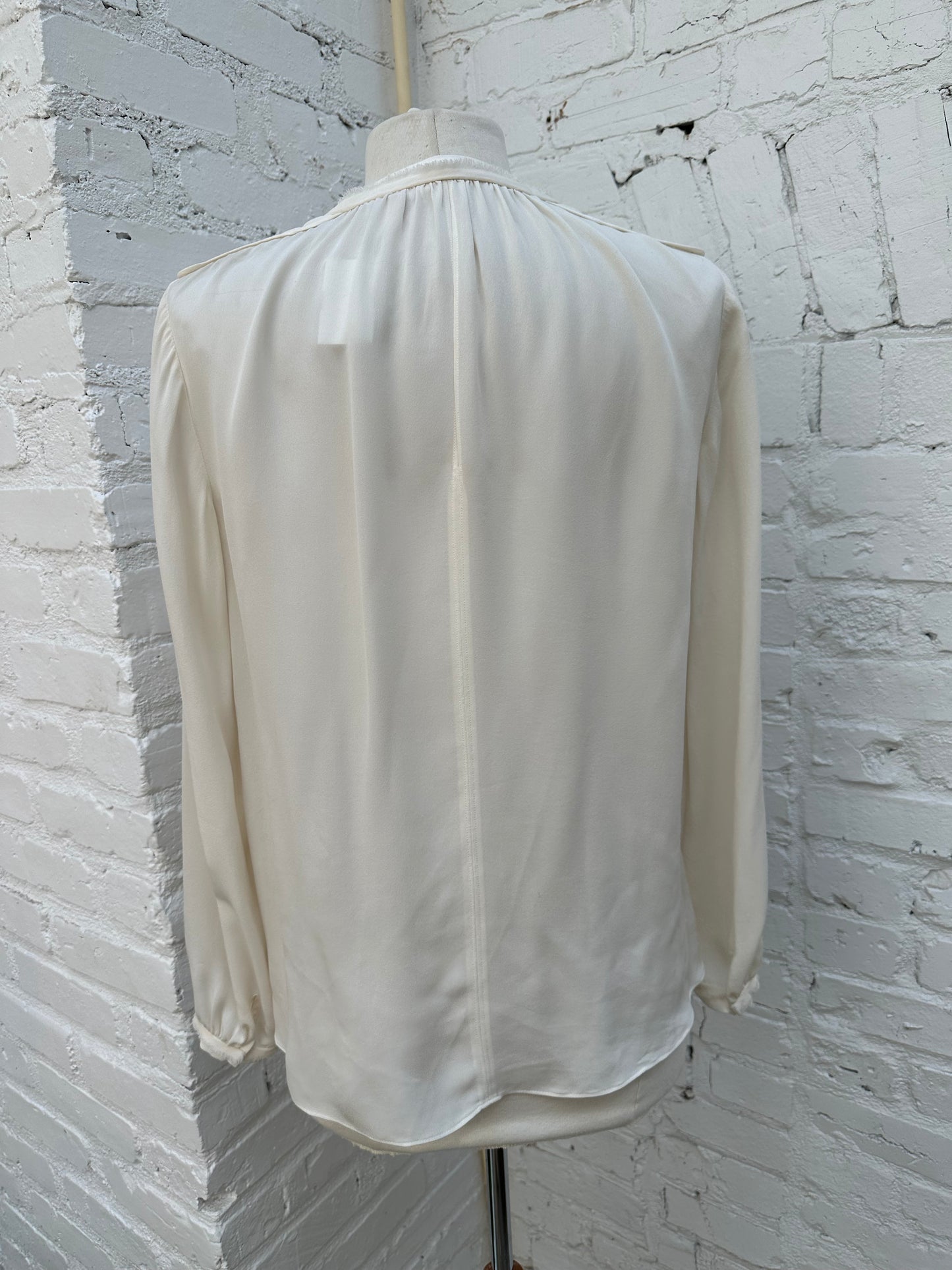 Rebecca Taylor Cream Long Sleeve Blouse, 4