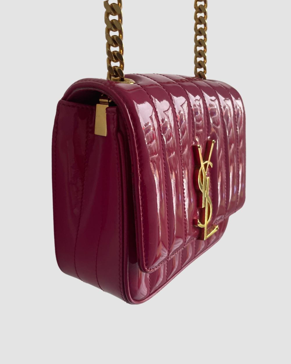 Saint Laurent Patent Vertical Vicky Pink