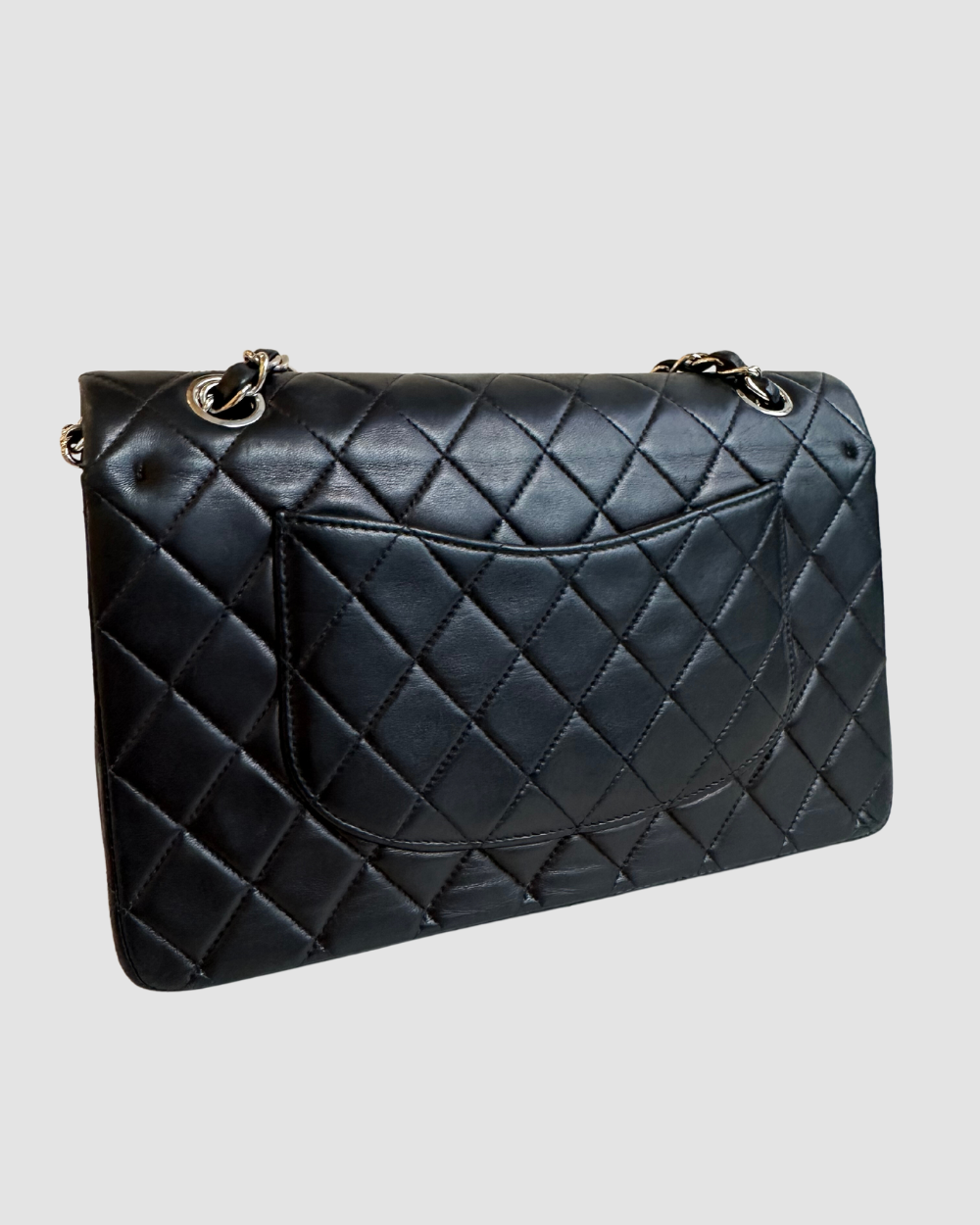 Chanel Medium Black Lambskin Double Flap SHW