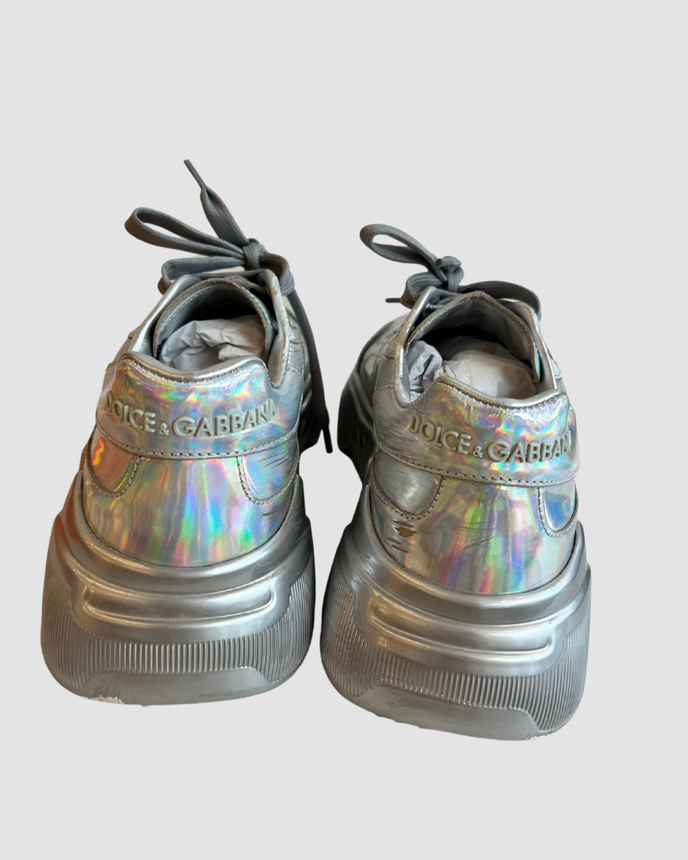 Dolce and Gabbana Holographic Leather Sneakers