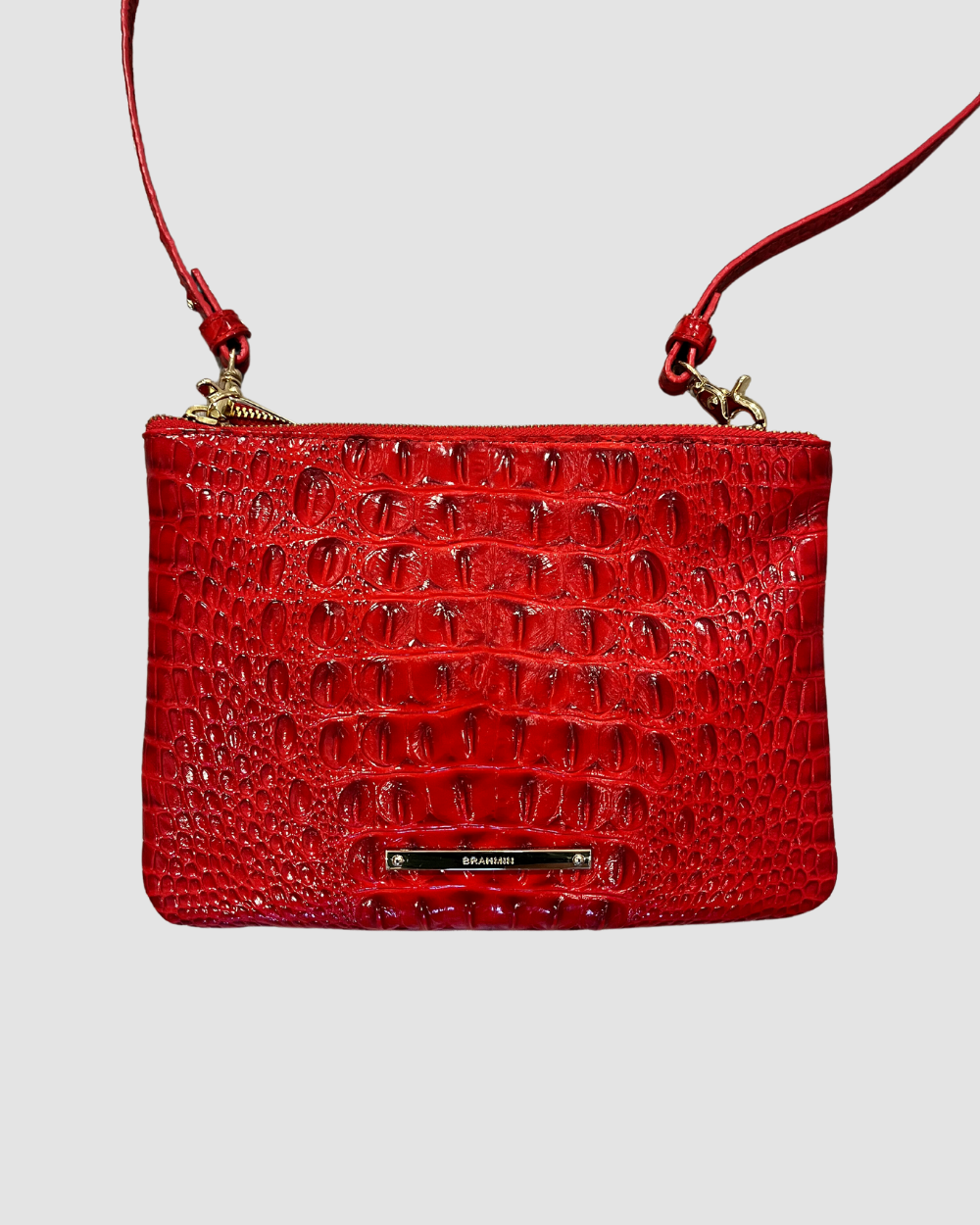 Brahmin red double zip crossbody
