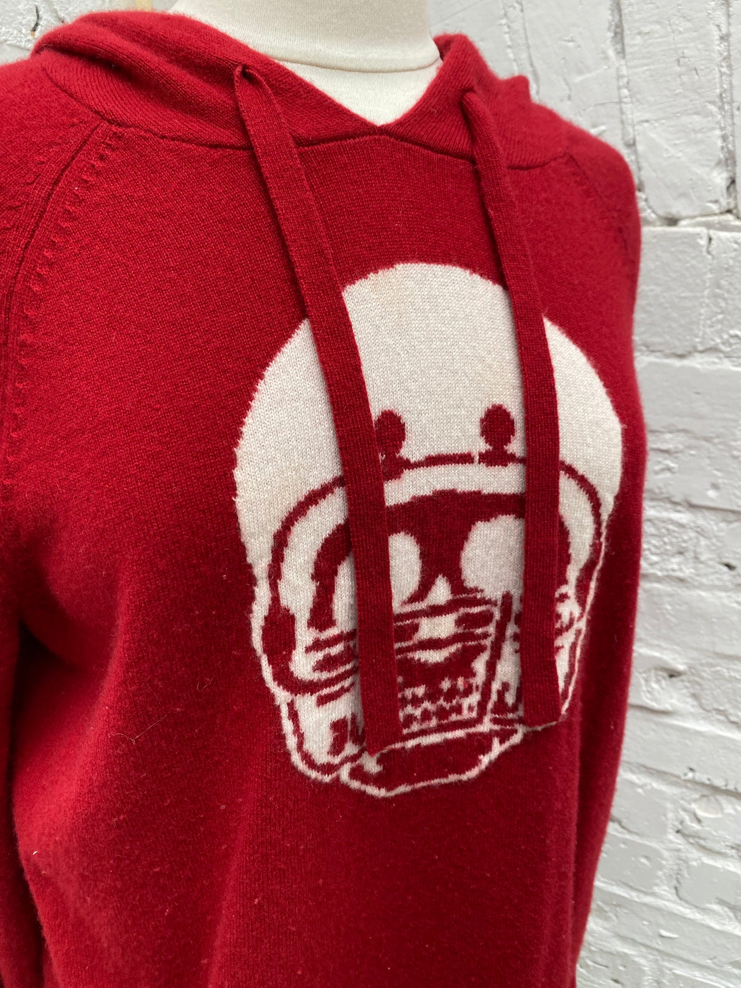 Skull Cashmere Red Skull Hood Sweater, S