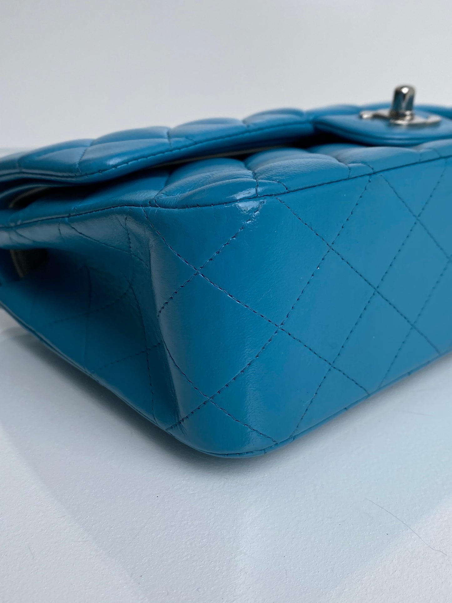 Chanel Classic Double Flap Turquoise Lambskin Bag SHW