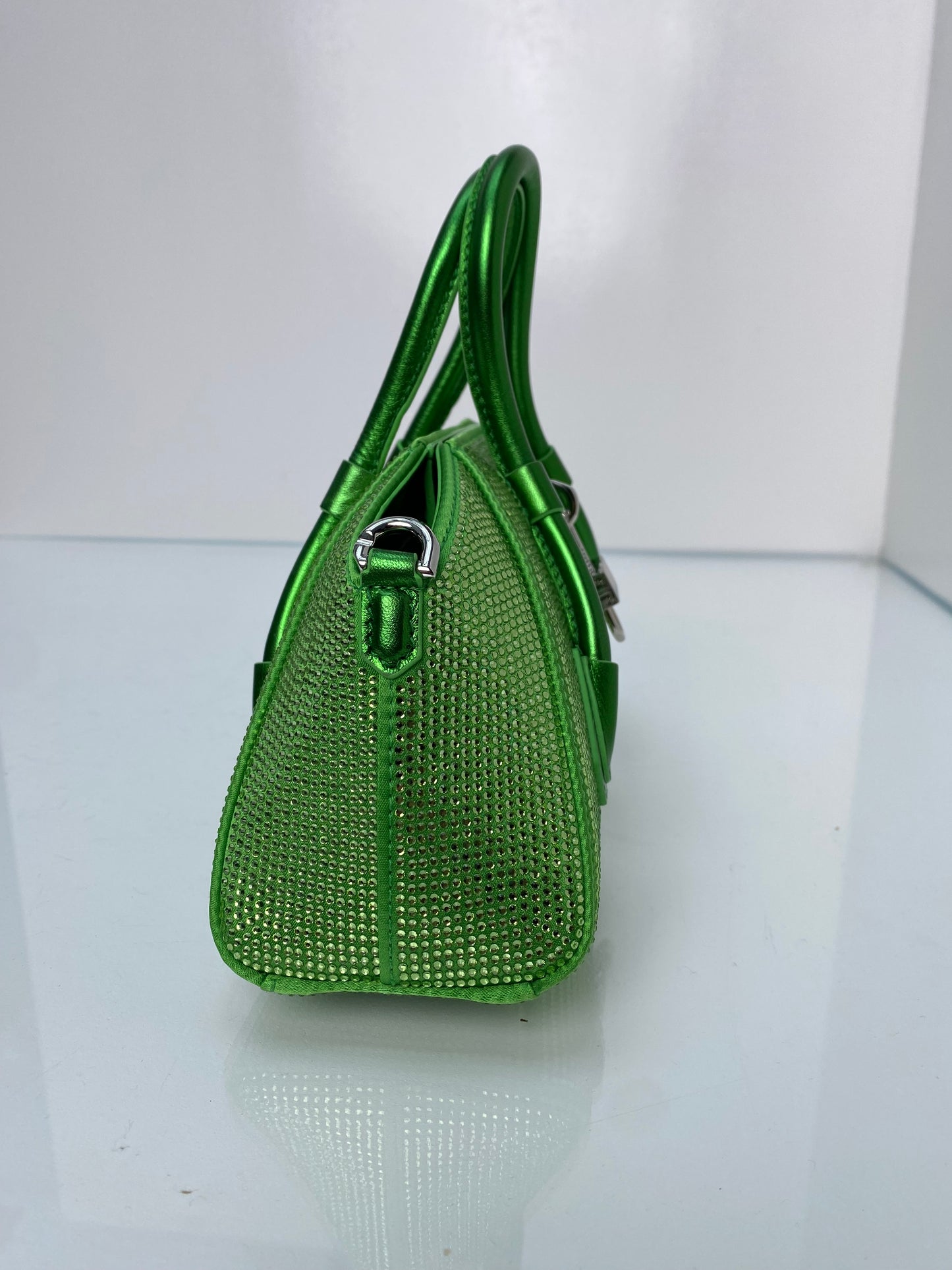 Givenchy Mini Antigona Stretch Green Rhinestone Bag SHW