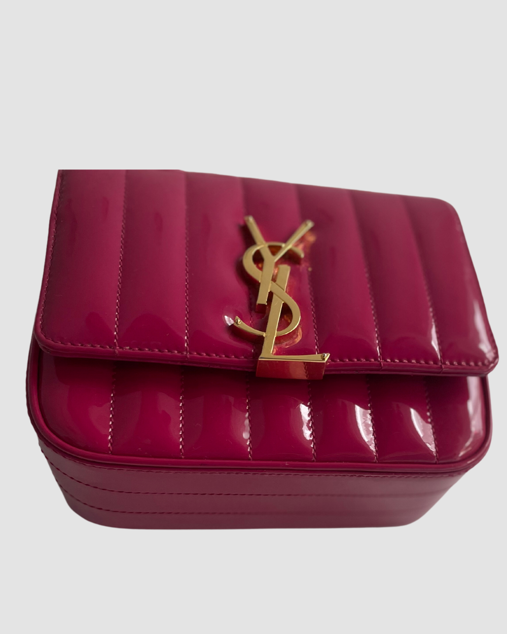 Saint Laurent Patent Vertical Vicky Pink
