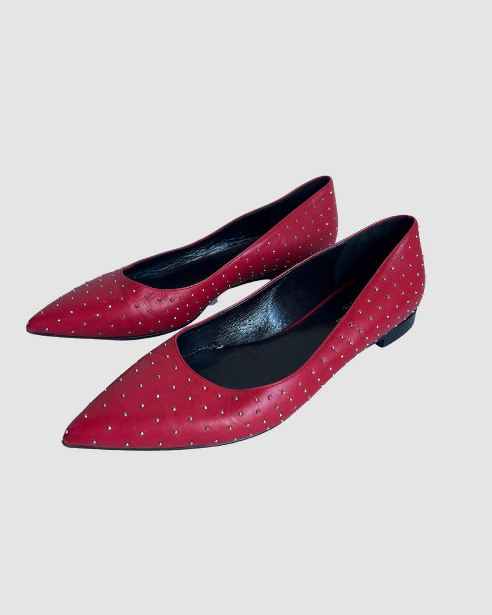 Saint Laurent Studded Red Flats, 40