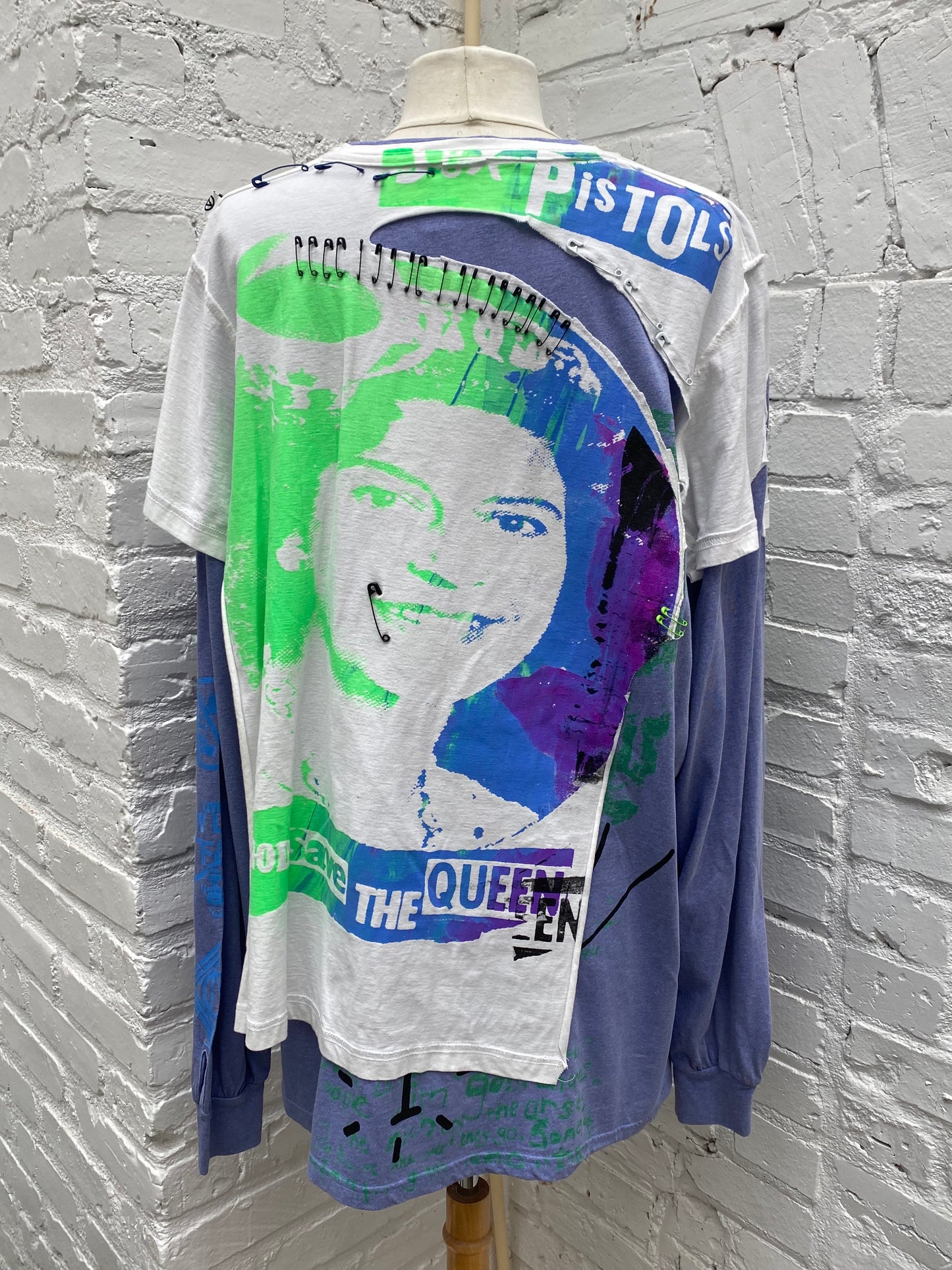 99% Is Seditionaries Purple, White, & Multicolor Saftey Pin Long Sleeve Top, OS