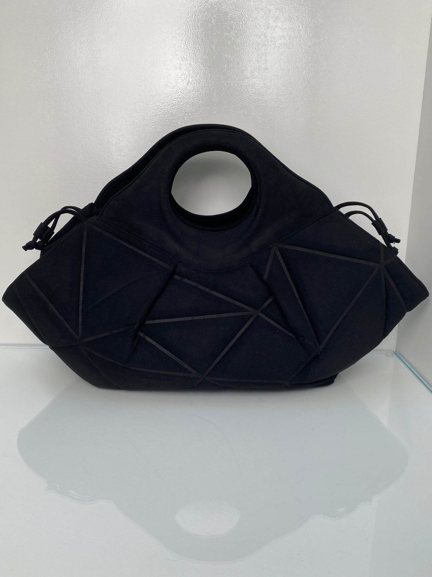 Isssey Mayake Black Cloth Geometric Tote Bag