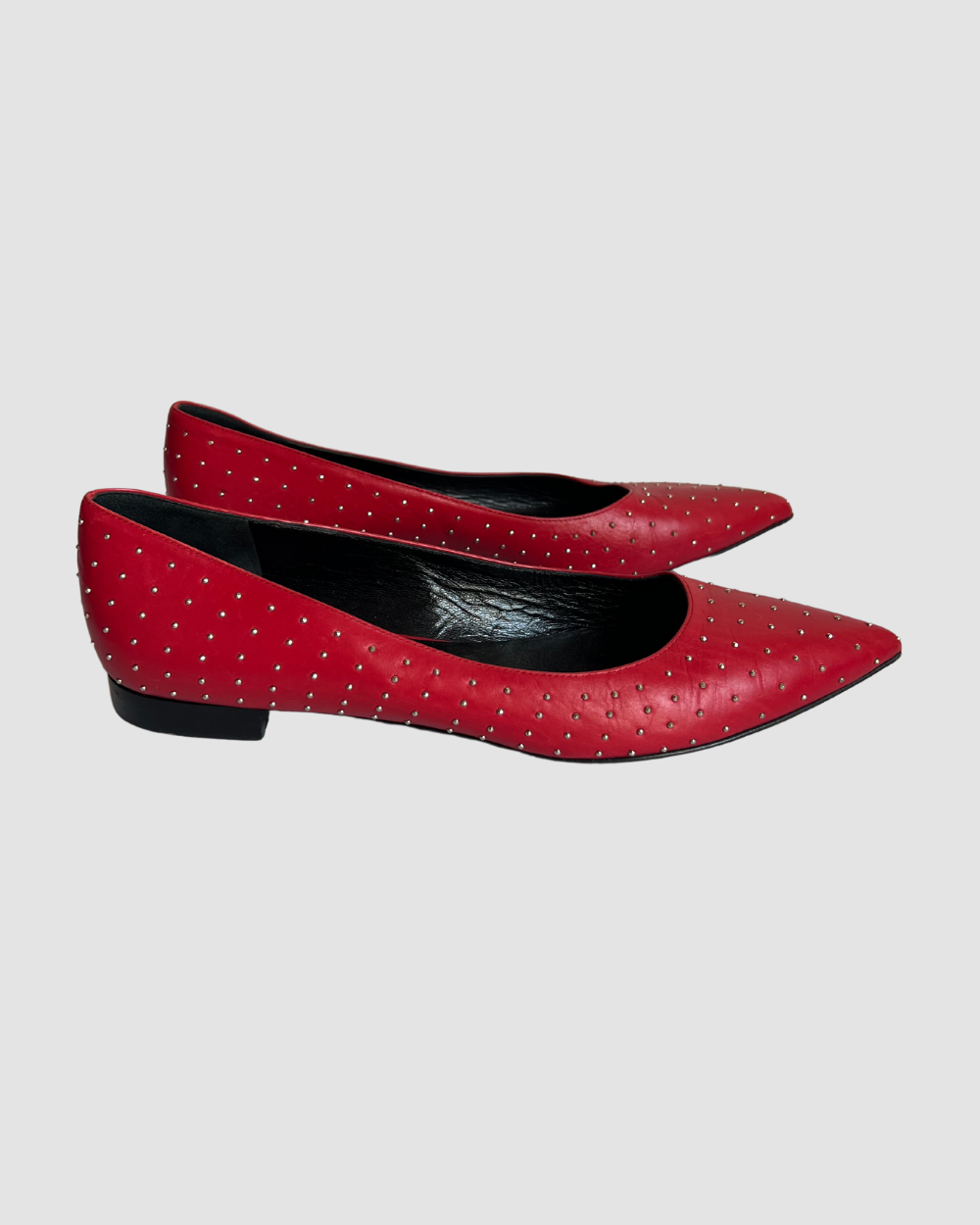 Saint Laurent Studded Red Flats, 40