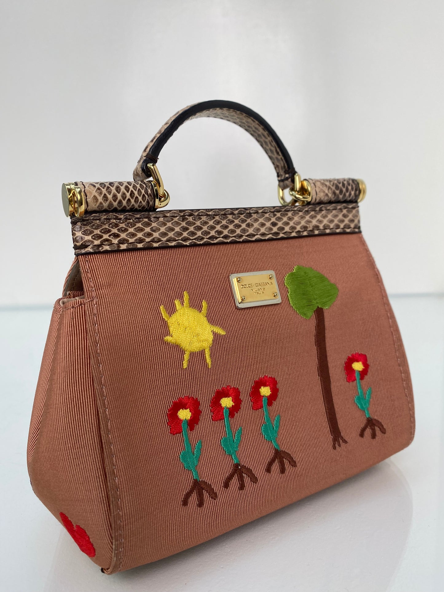 Dolce & Gabbana Nude & Multicolor Se La Mamma Piu Bella Del Mondo Miss Sicily Bag GHW