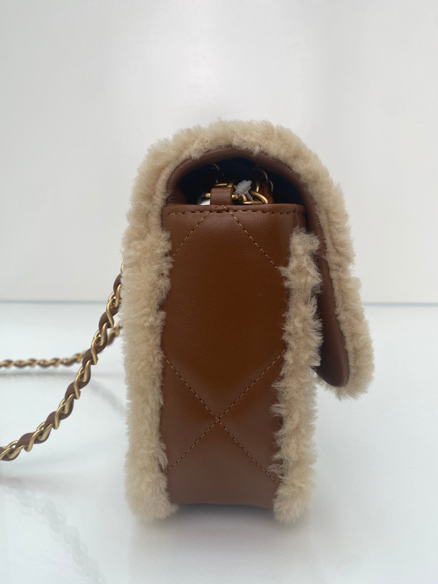 Chanel Camel & Shearling Medium Flap Bag GHW