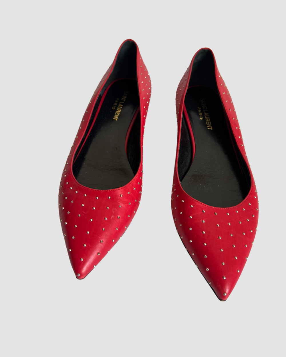 Saint Laurent Studded Red Flats, 40