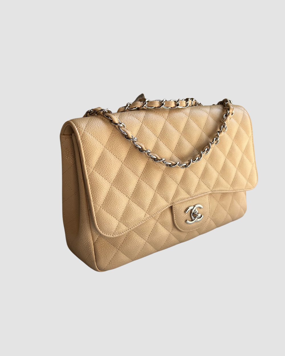 Chanel Jumbo Single Flap Beige Caviar SHW