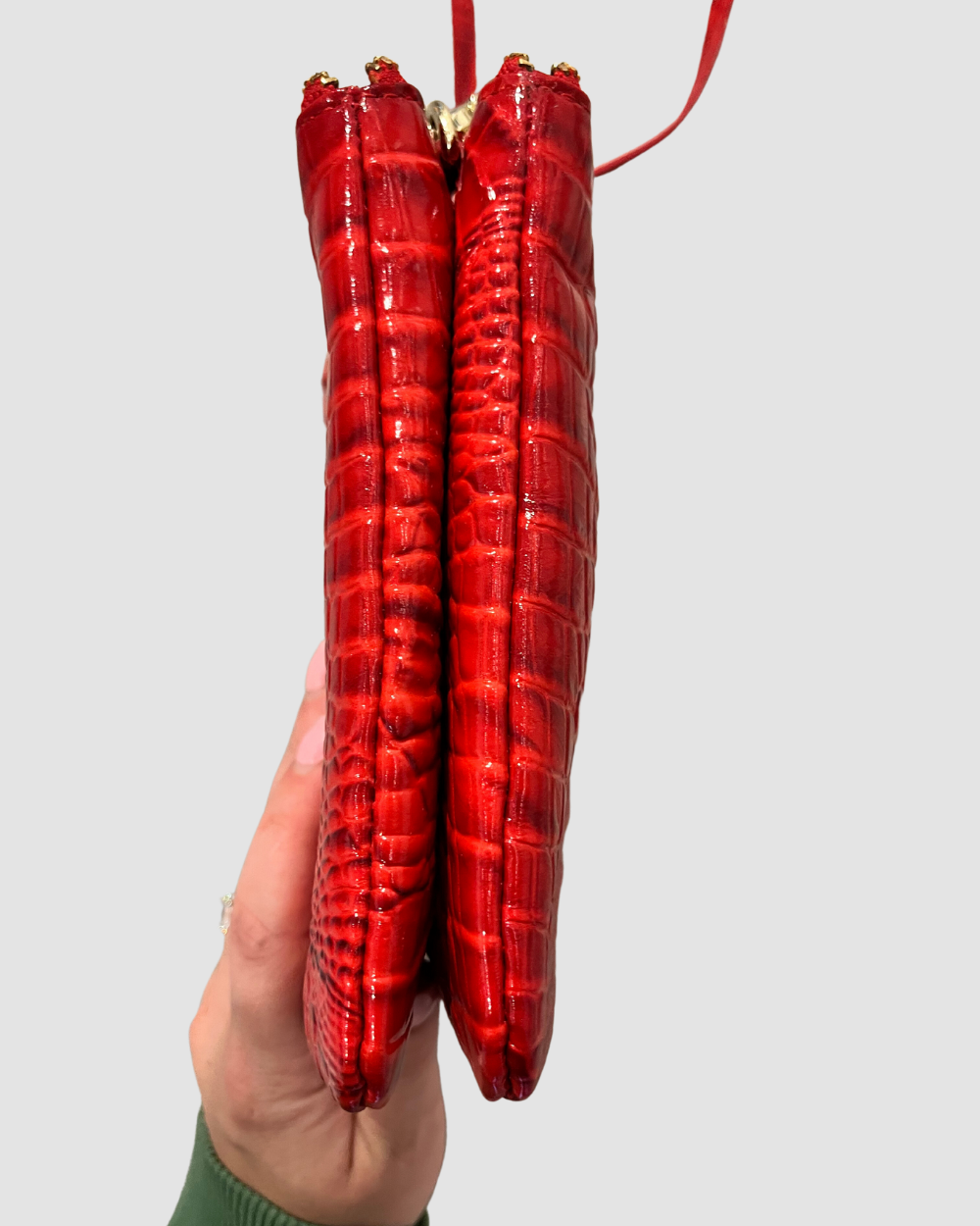 Brahmin red double zip crossbody