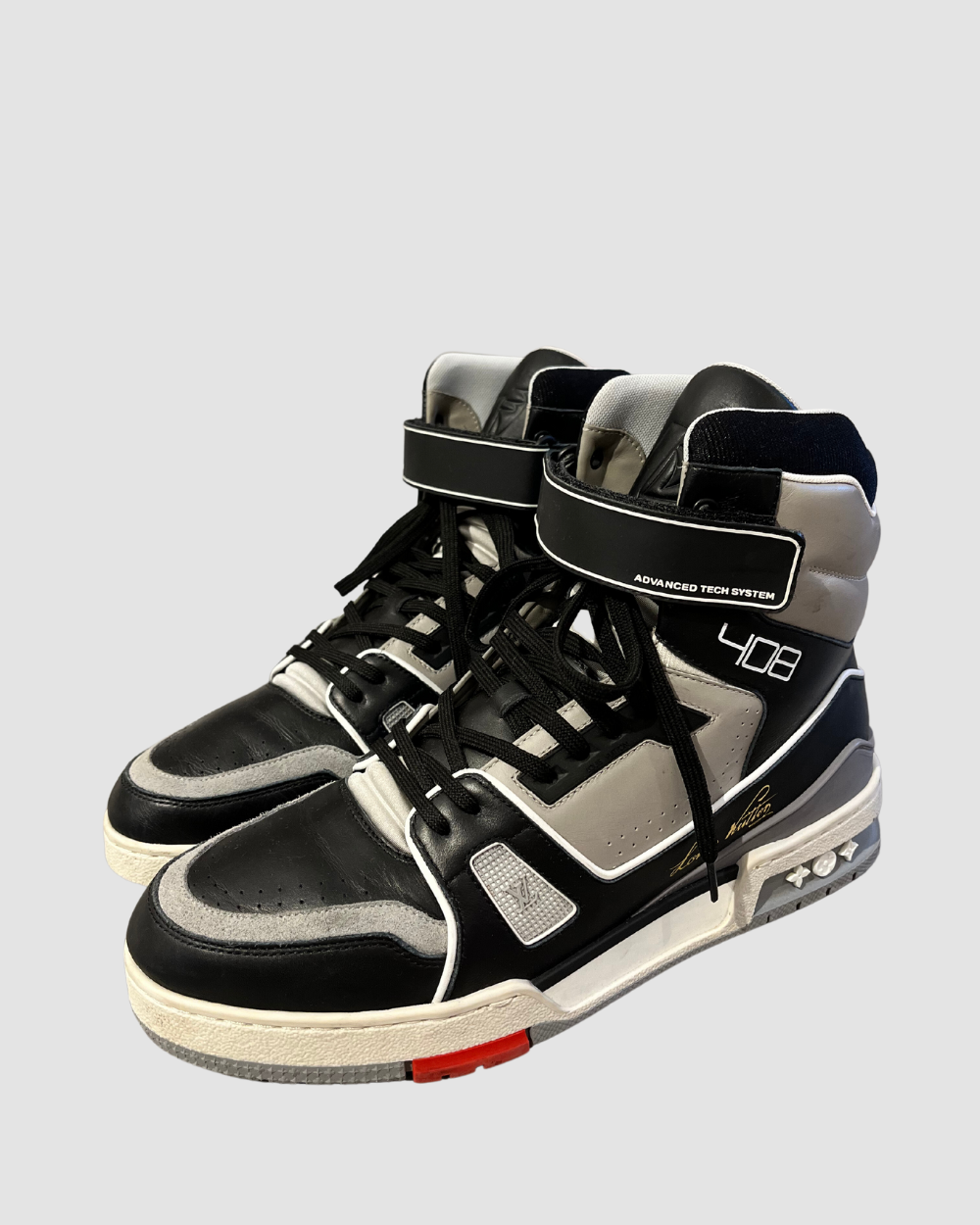 Louis Vuitton Trainer Sneaker Boot High Grey Black