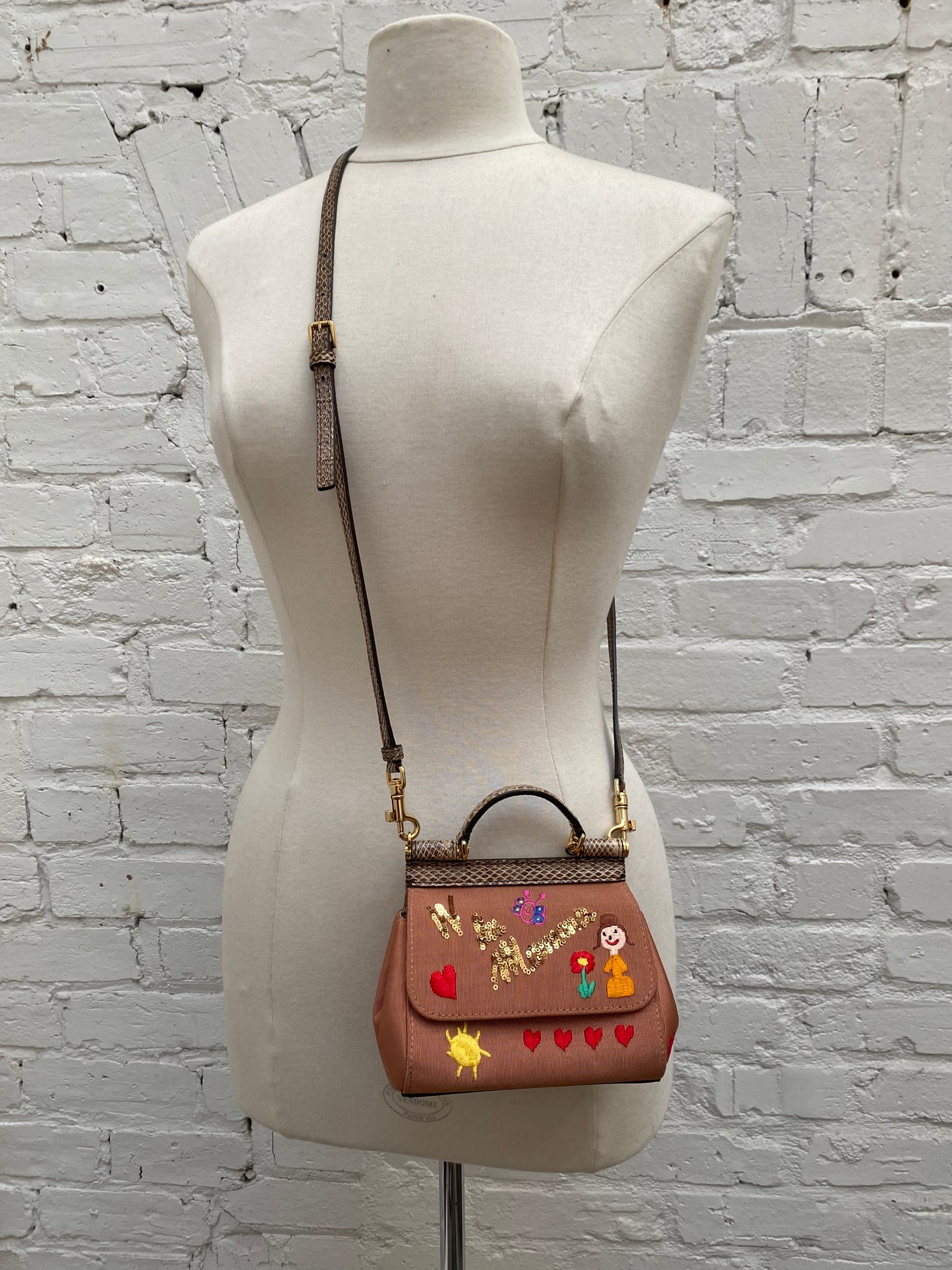 Dolce & Gabbana Nude & Multicolor Se La Mamma Piu Bella Del Mondo Miss Sicily Bag GHW